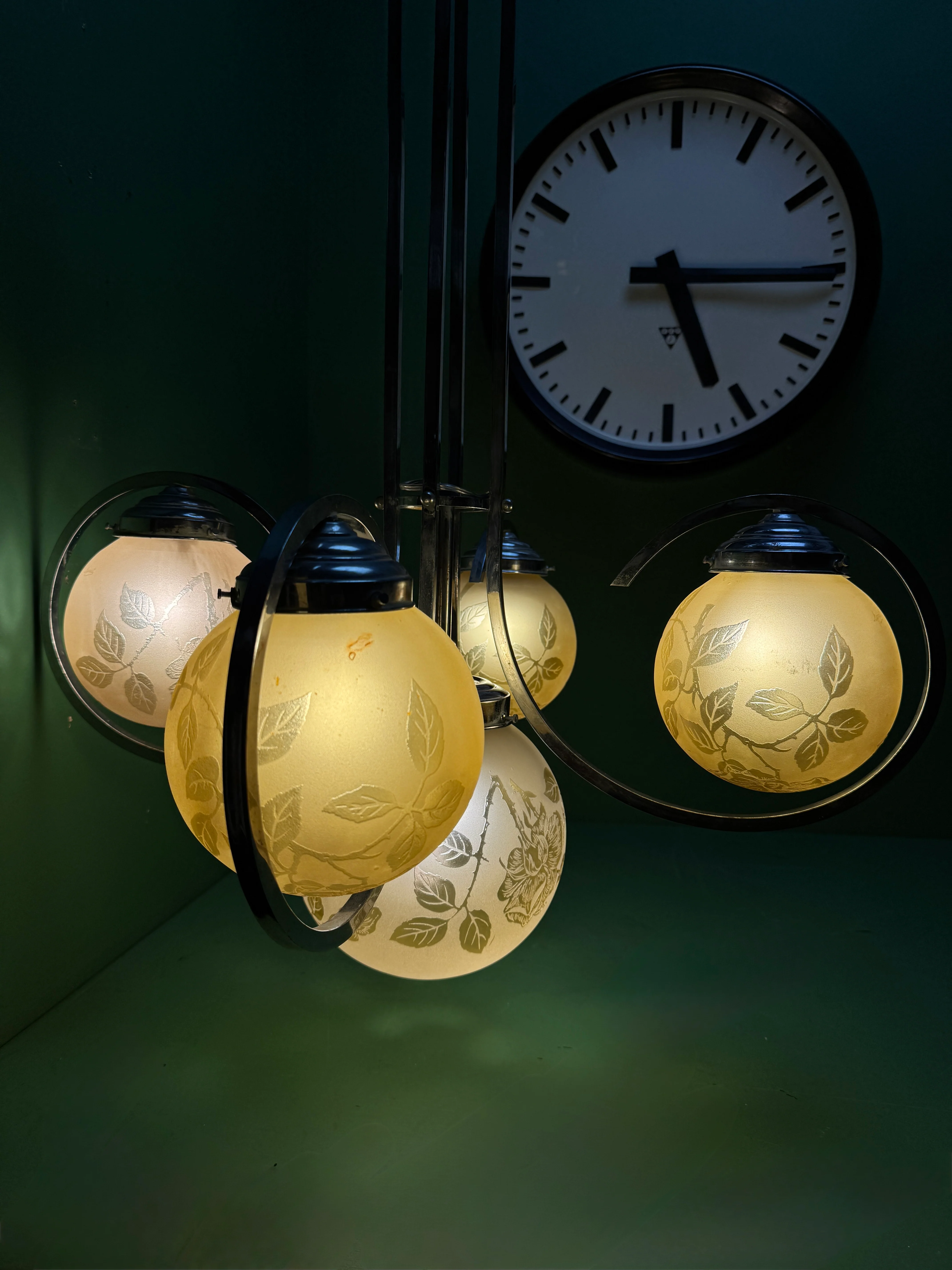 French Art Deco Chandelier Light By Sprat - Image 5