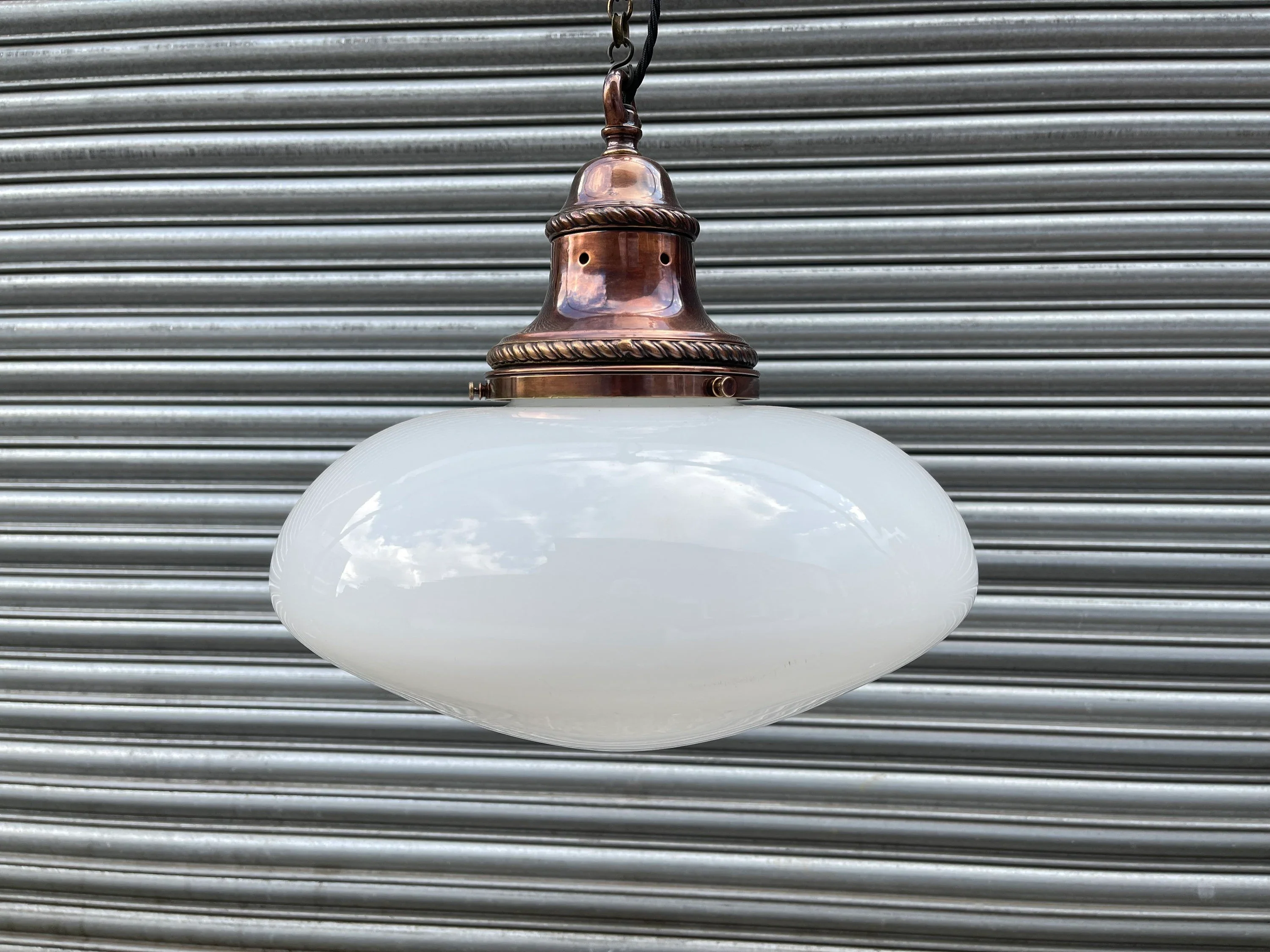 Large 1920s British Made Opaline Pendant Light - Image 3