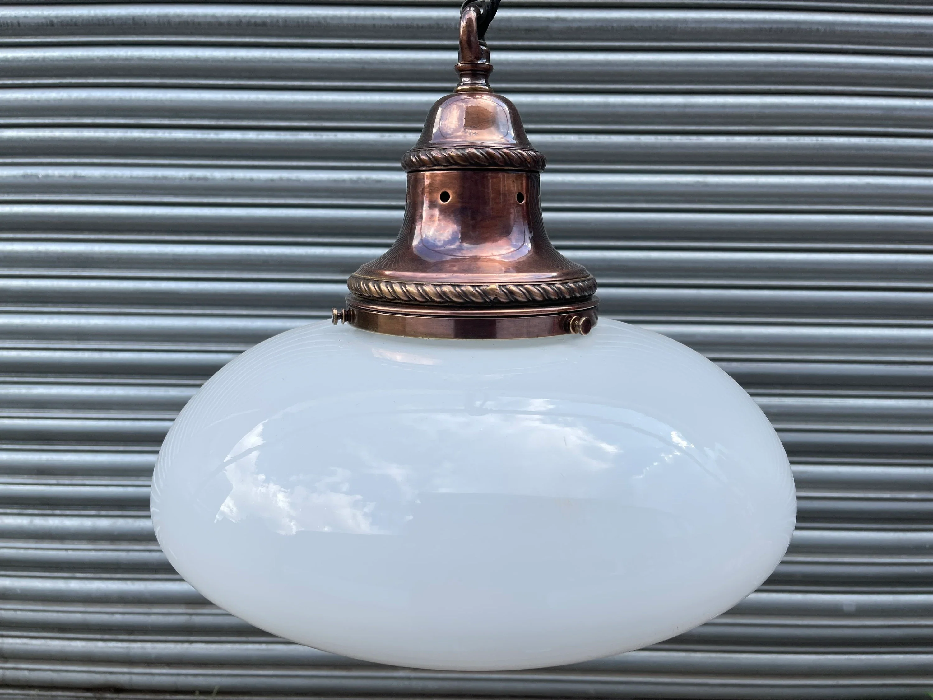 Large 1920s British Made Opaline Pendant Light - Image 4