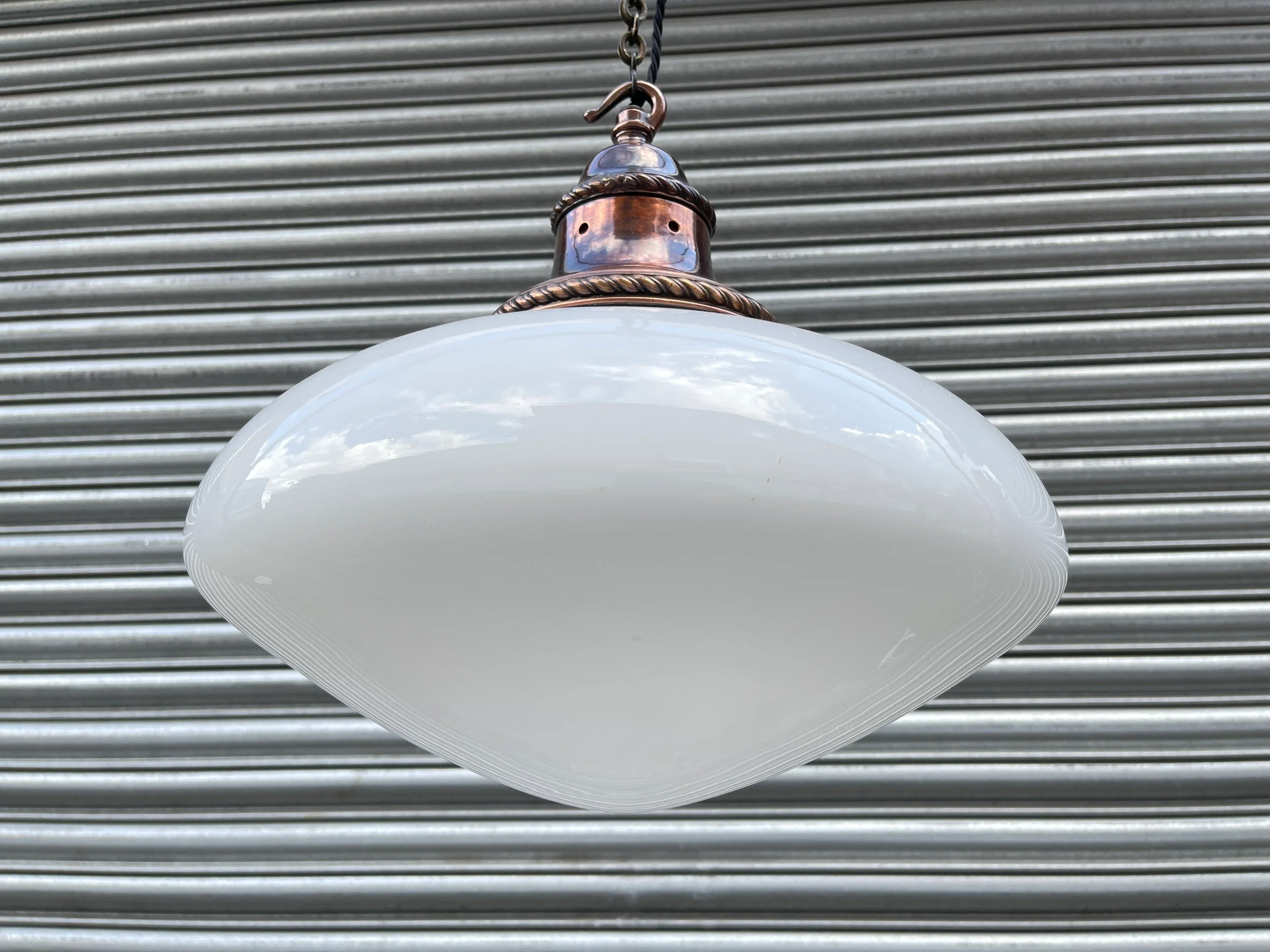 Large 1920s British Made Opaline Pendant Light - Image 5