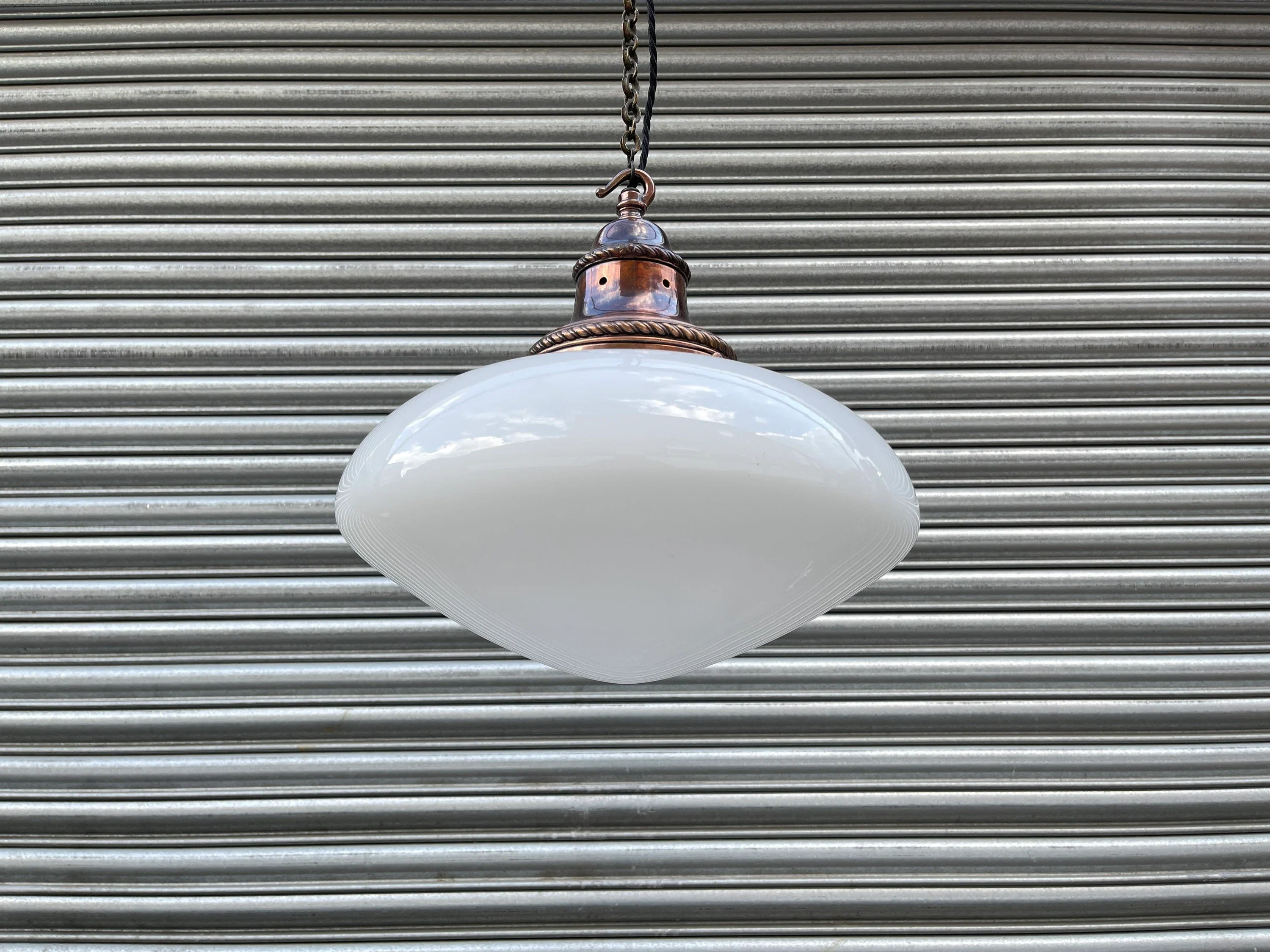 Large 1920s British Made Opaline Pendant Light - Image 6