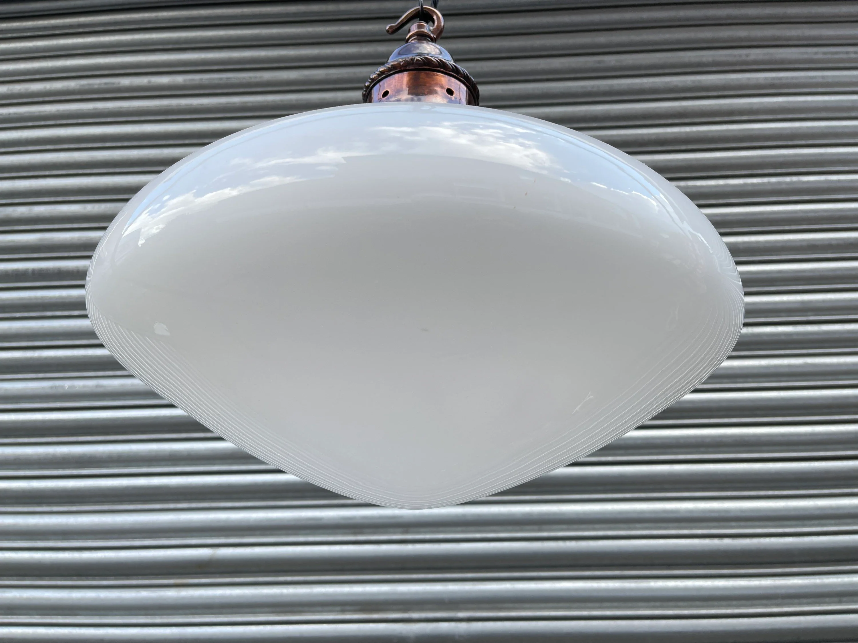 Large 1920s British Made Opaline Pendant Light - Image 7