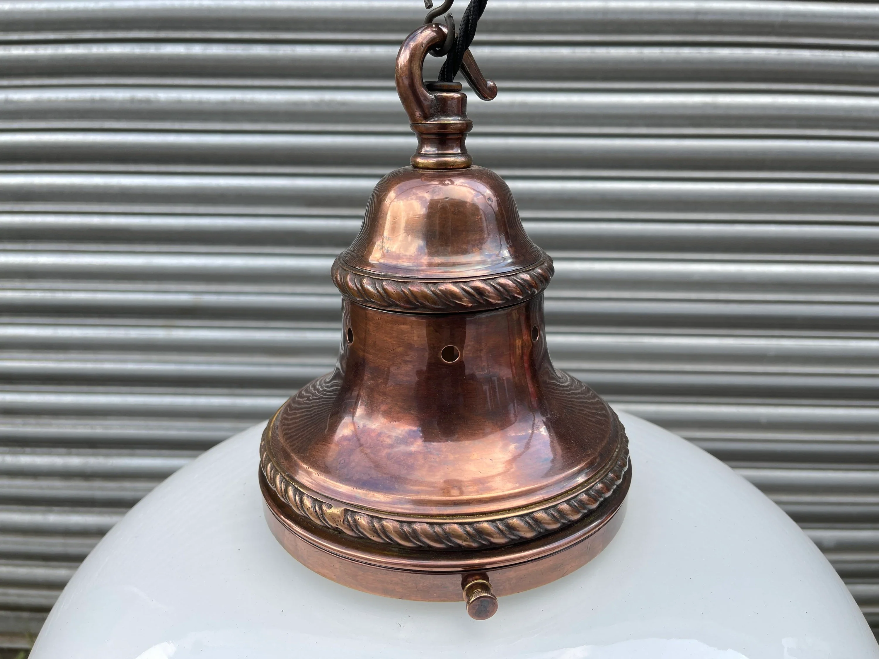 Large 1920s British Made Opaline Pendant Light - Image 8