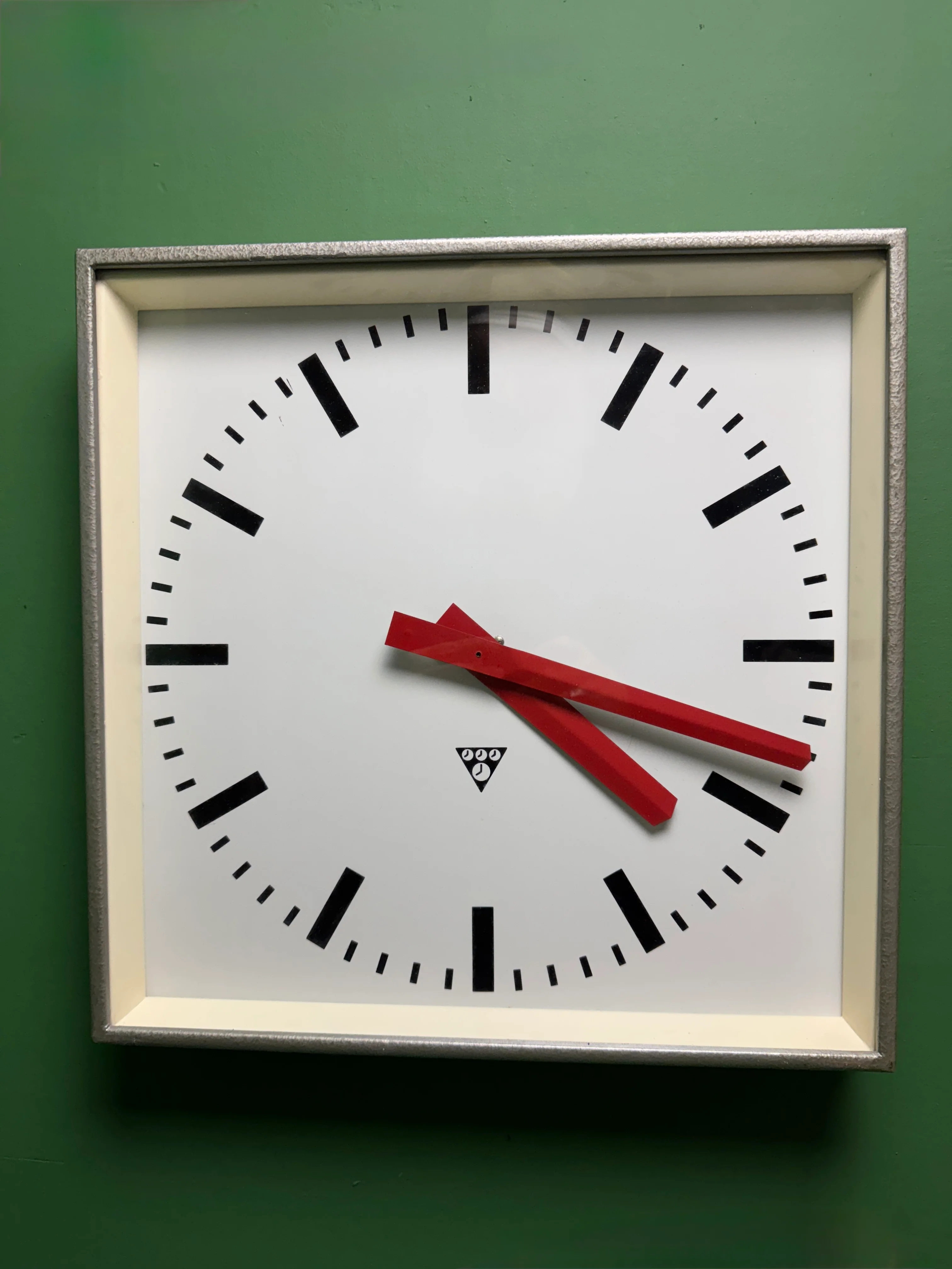 Large Czech Industrial 1970s Square Factory Clocks By Pragotron - Image 2
