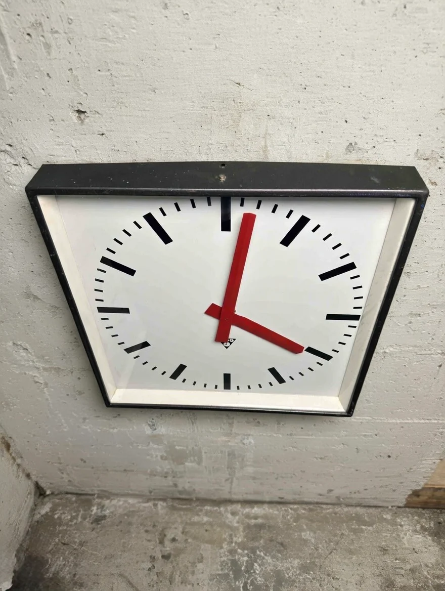 Large Czech Industrial 1970s Square Factory Clocks By Pragotron - Image 4