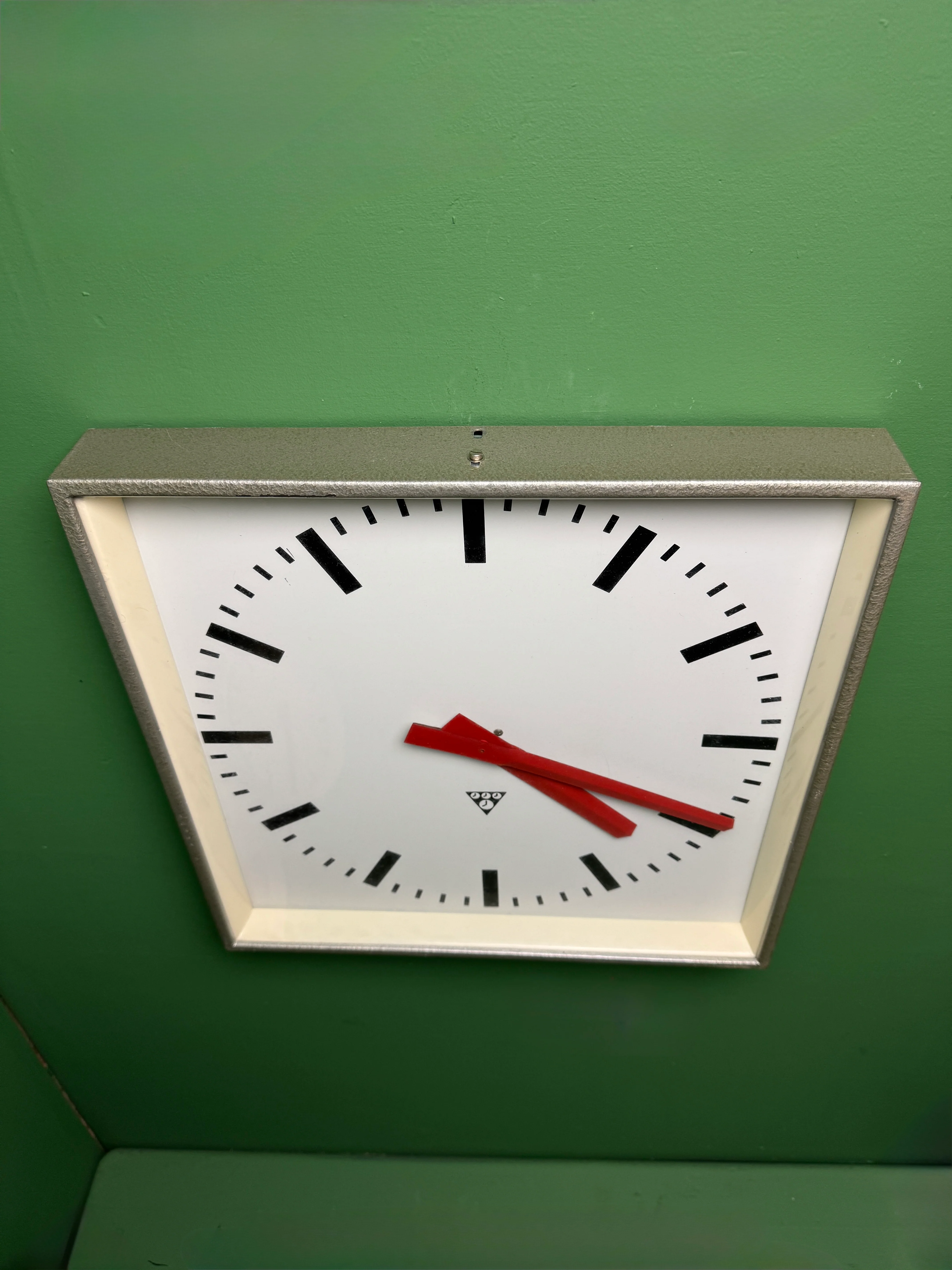 Large Czech Industrial 1970s Square Factory Clocks By Pragotron - Image 6