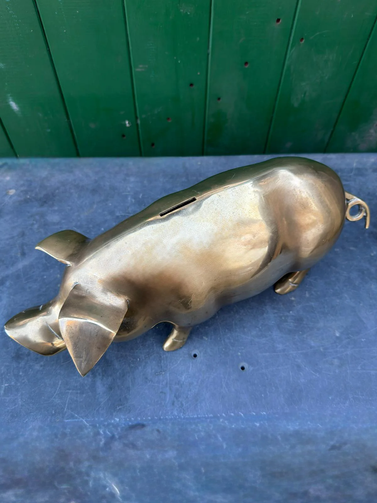 Large Hand Made Brass Piggy Bank English 1920s - Image 10