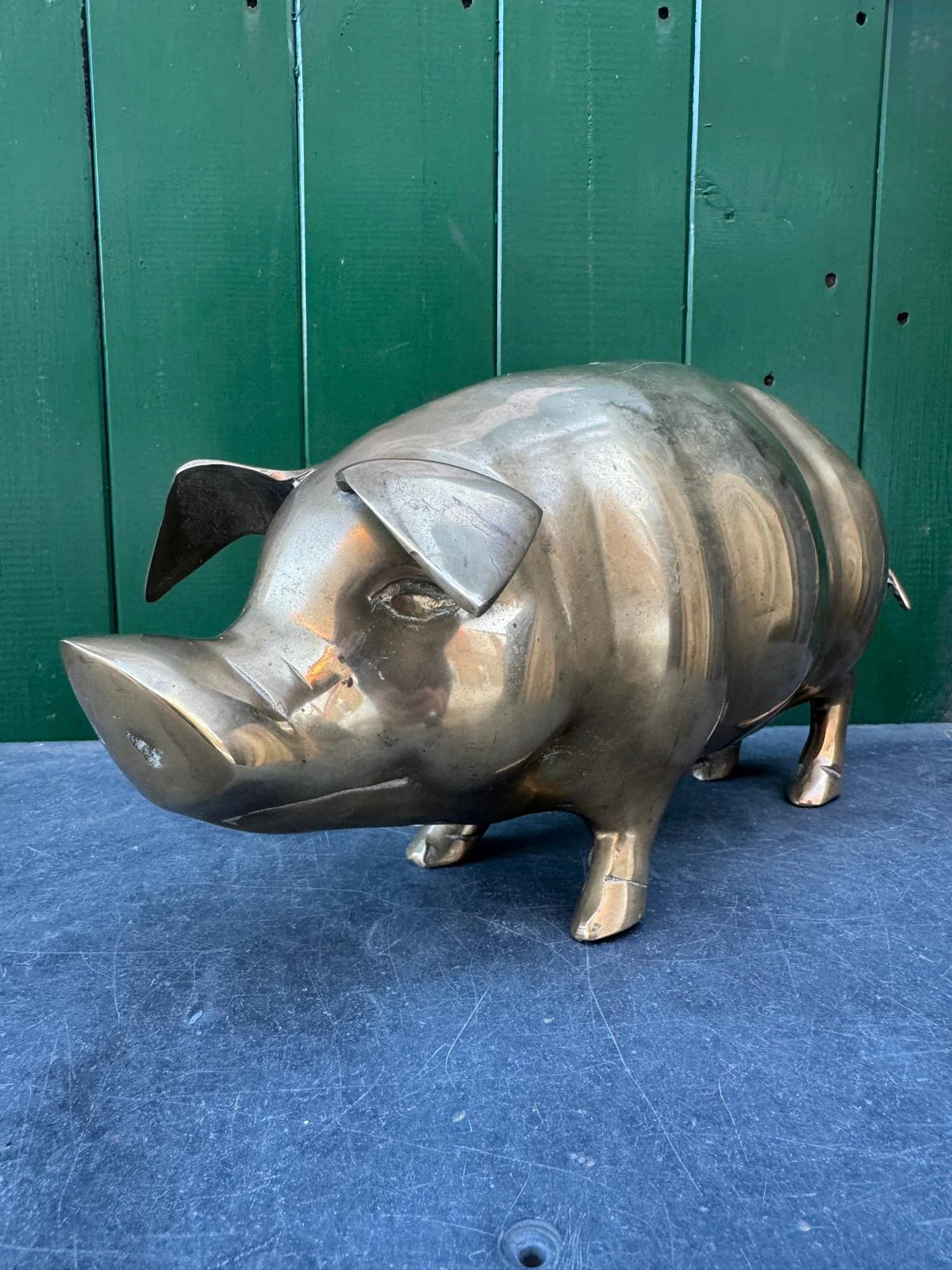 Large Hand Made Brass Piggy Bank English 1920s - Image 3