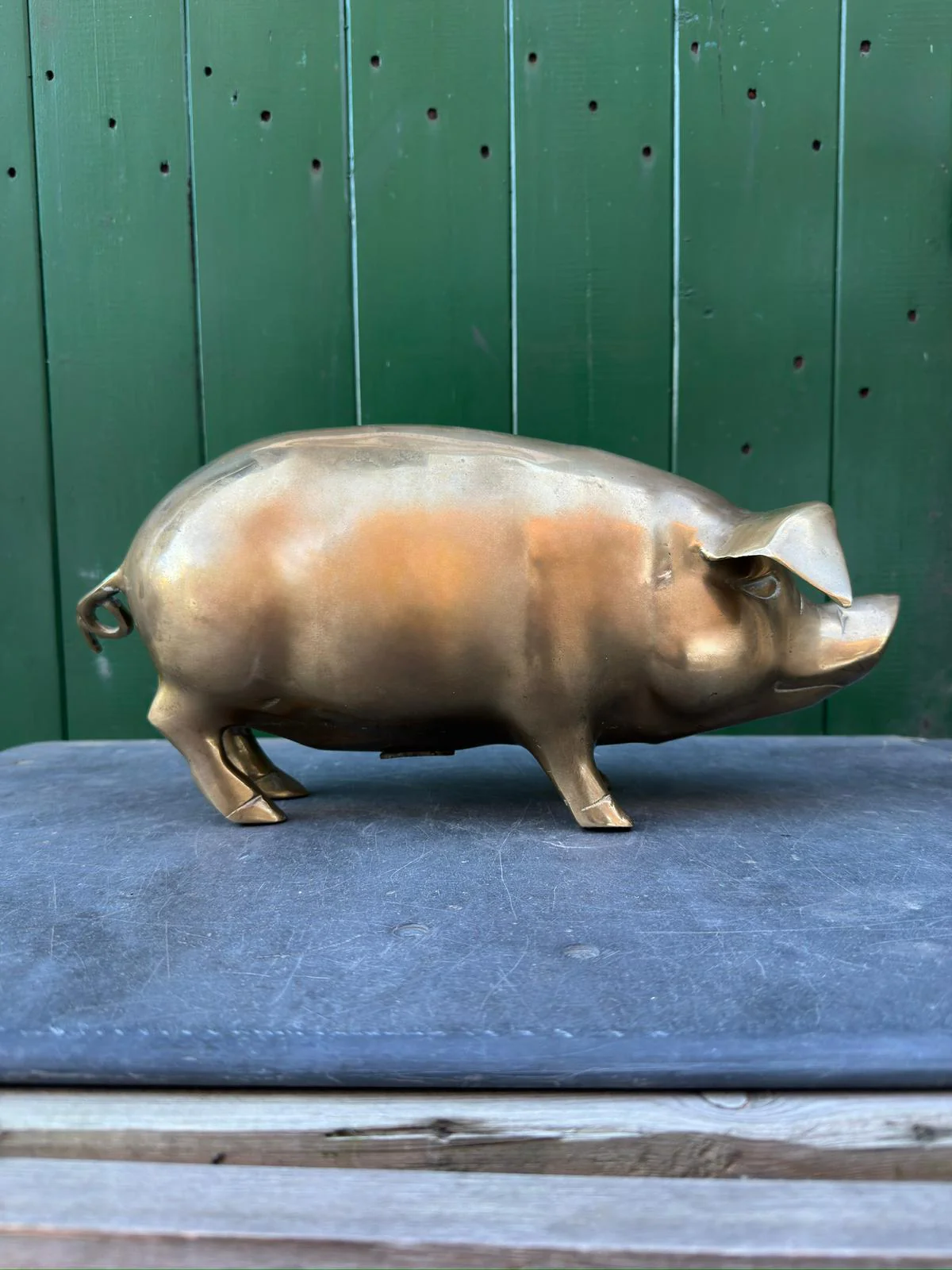 Large Hand Made Brass Piggy Bank English 1920s - Image 7
