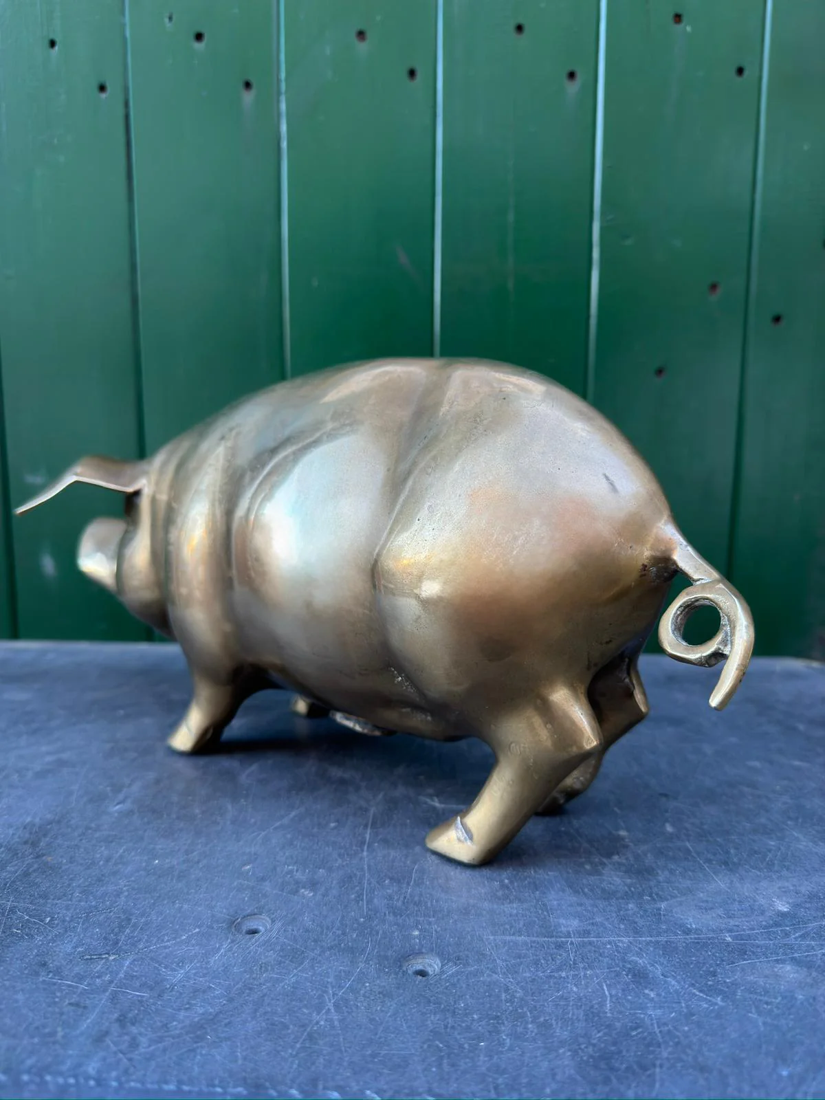 Large Hand Made Brass Piggy Bank English 1920s - Image 8