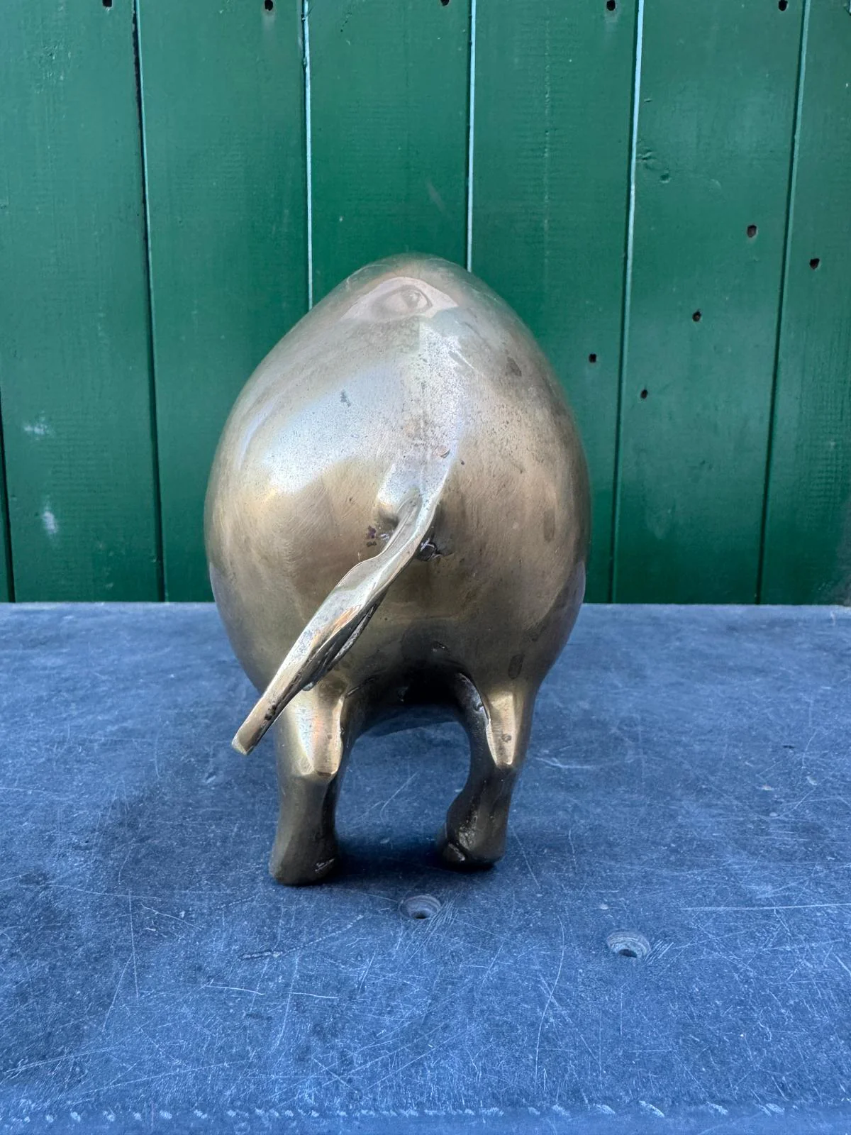 Large Hand Made Brass Piggy Bank English 1920s - Image 9