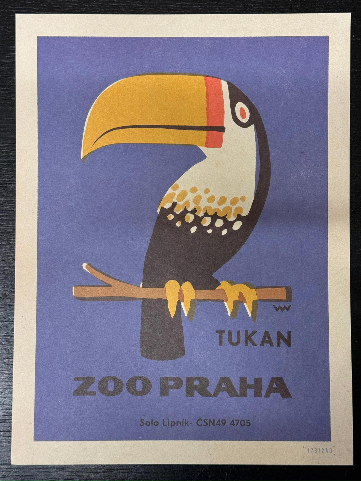 Limited Edition Czech Match Box Art Poster 173 of 240 Zoo Praha Toucan - Image 2