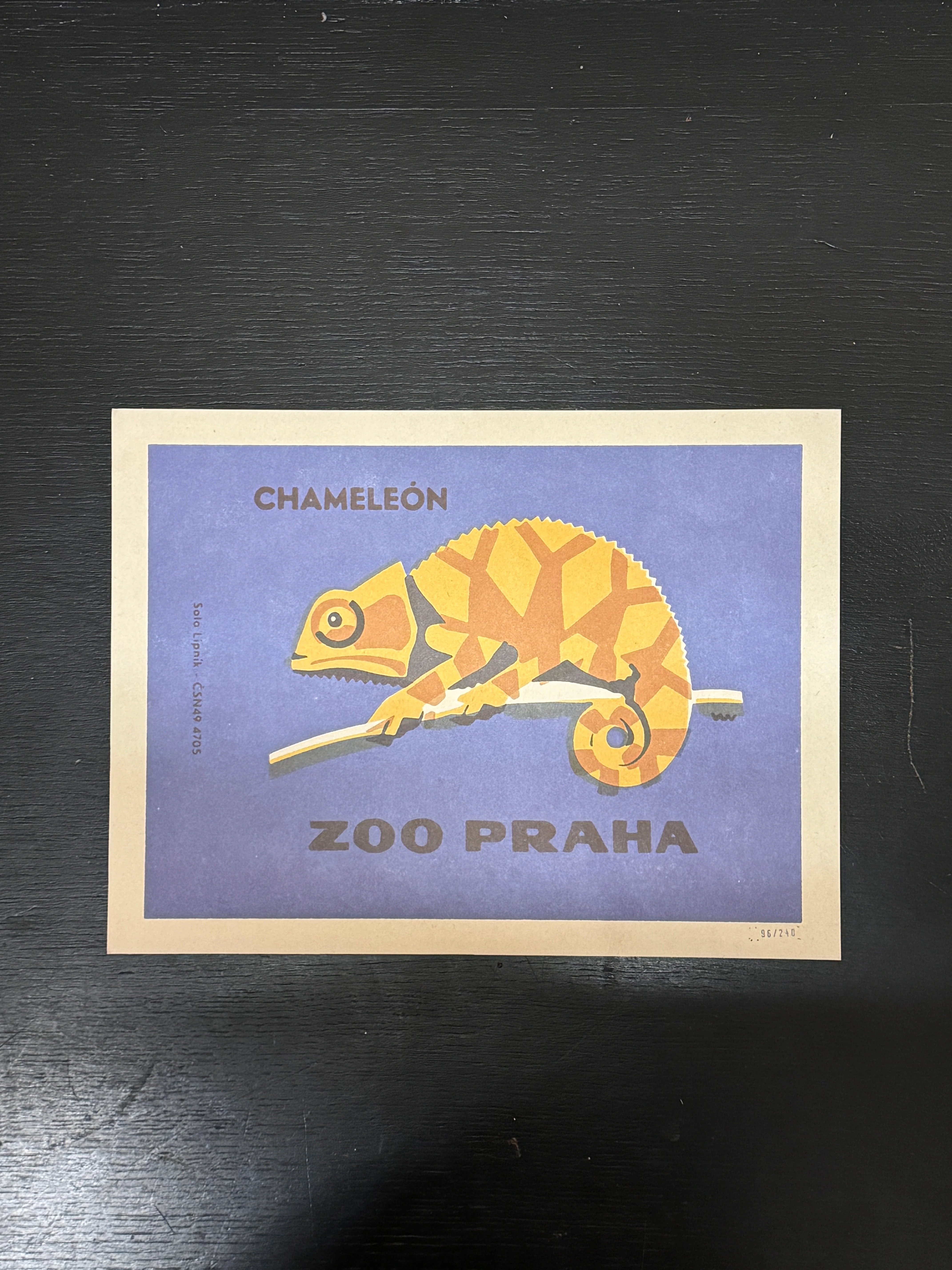 Limited Edition Czech Match Box Art Poster 96 of 240 Zoo Praha Chameleon - Image 2