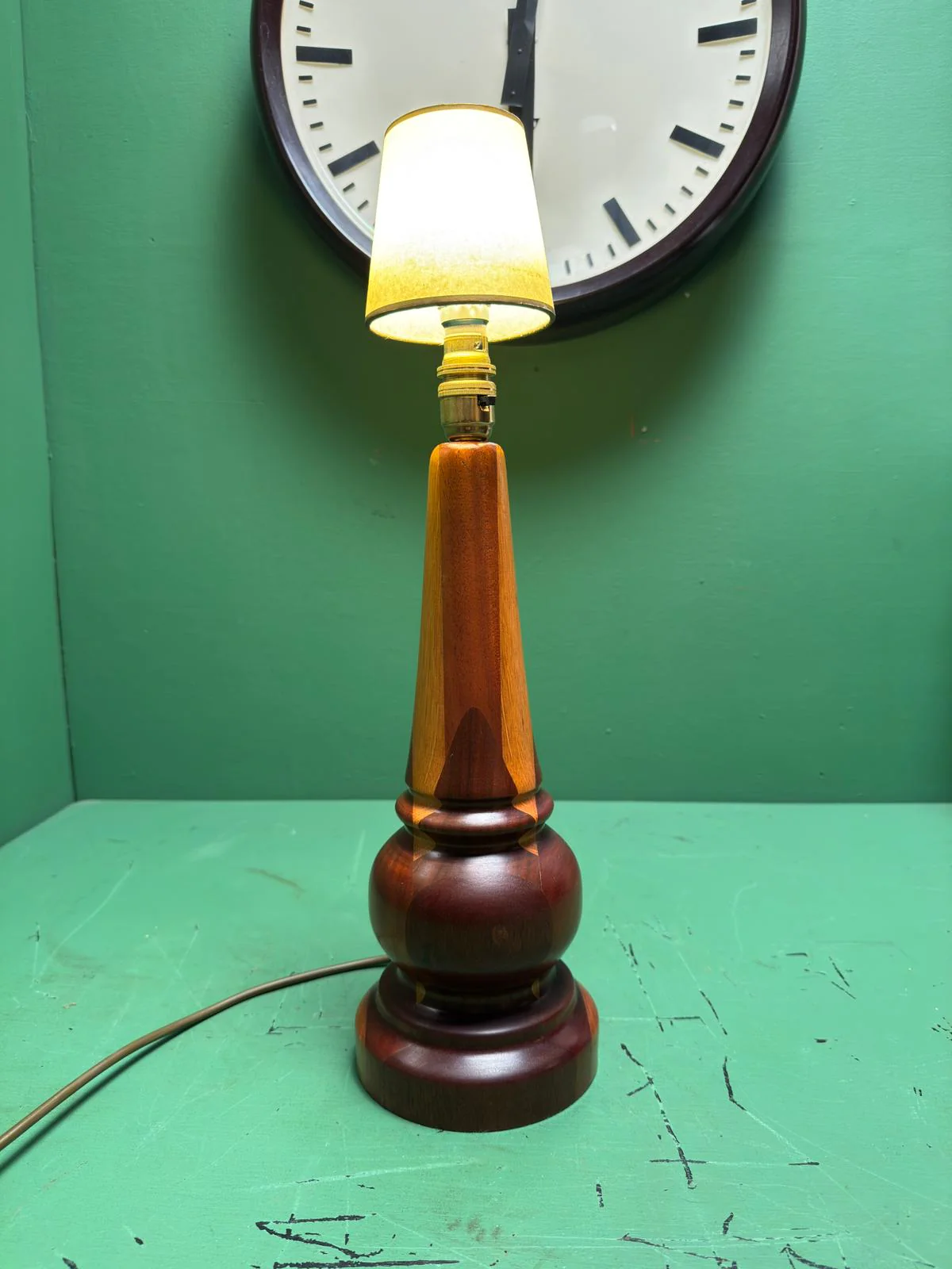 Mid Century 1960s Scandinavian Turned Teak Table Lamp - Image 2