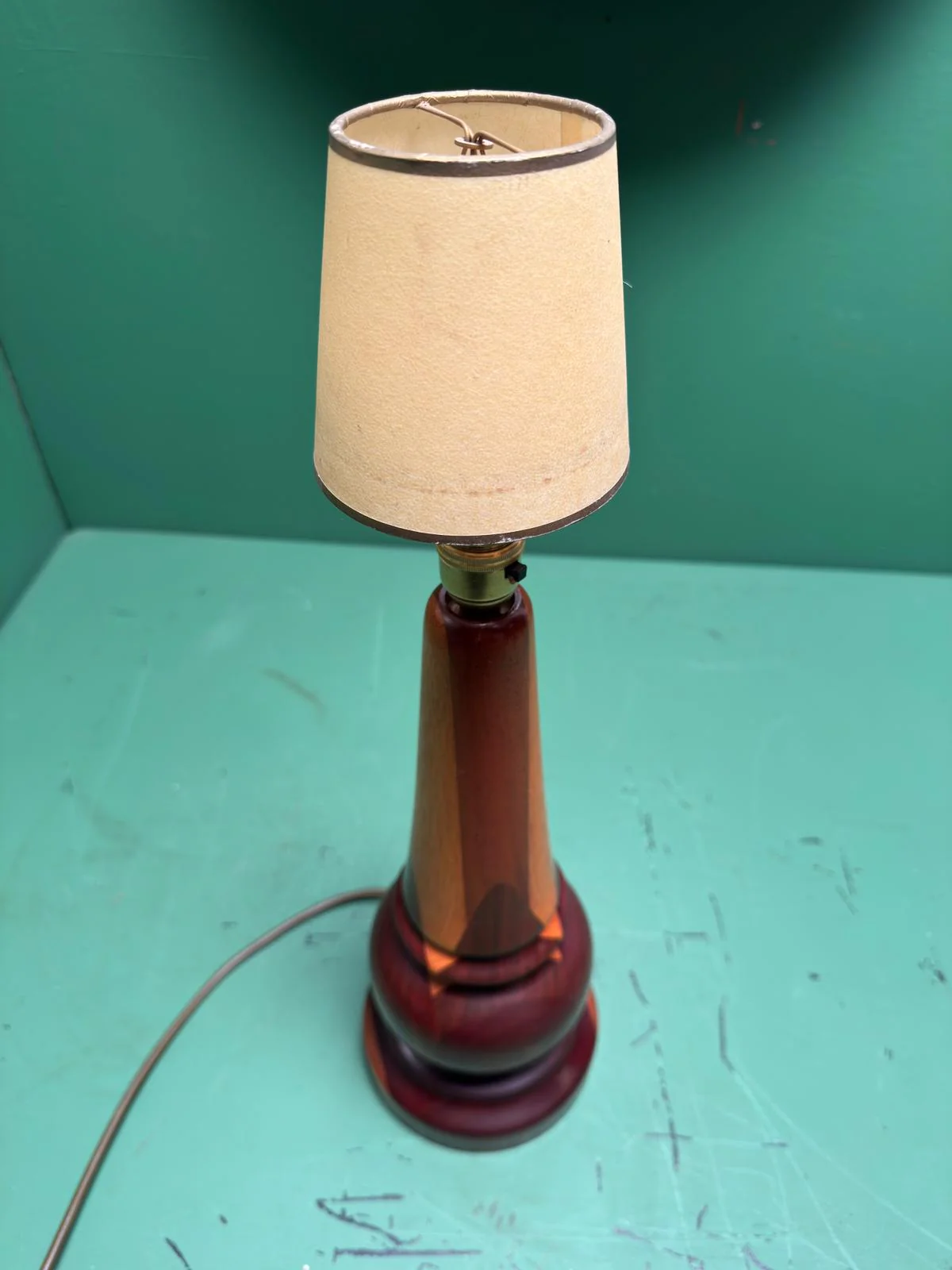 Mid Century 1960s Scandinavian Turned Teak Table Lamp - Image 3