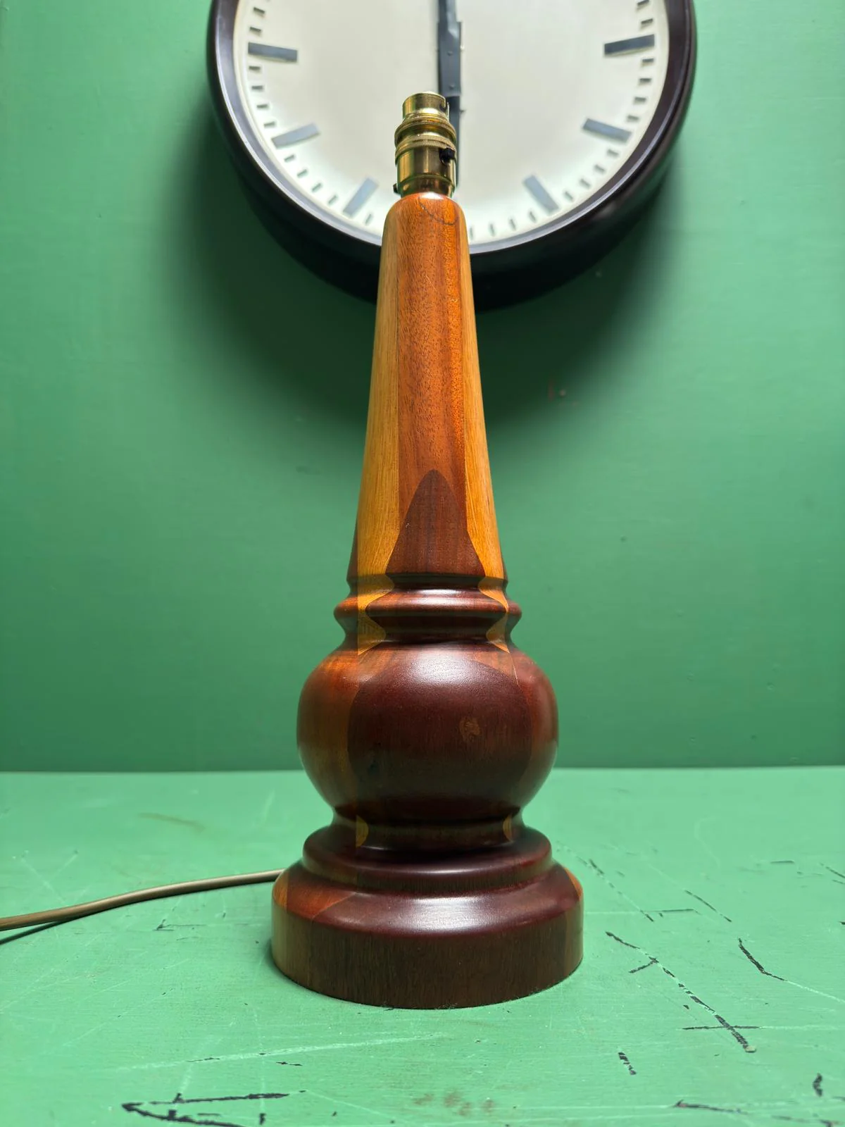 Mid Century 1960s Scandinavian Turned Teak Table Lamp - Image 6