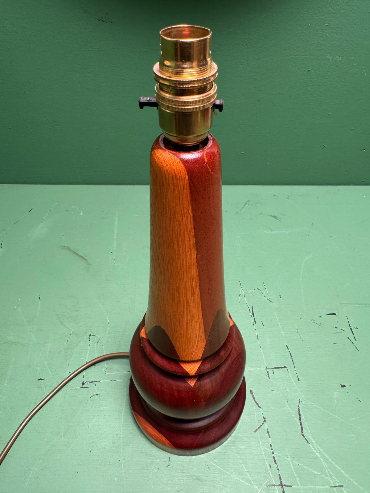 Mid Century 1960s Scandinavian Turned Teak Table Lamp - Image 7