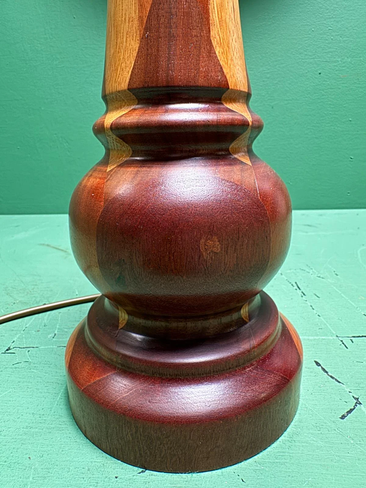 Mid Century 1960s Scandinavian Turned Teak Table Lamp - Image 8