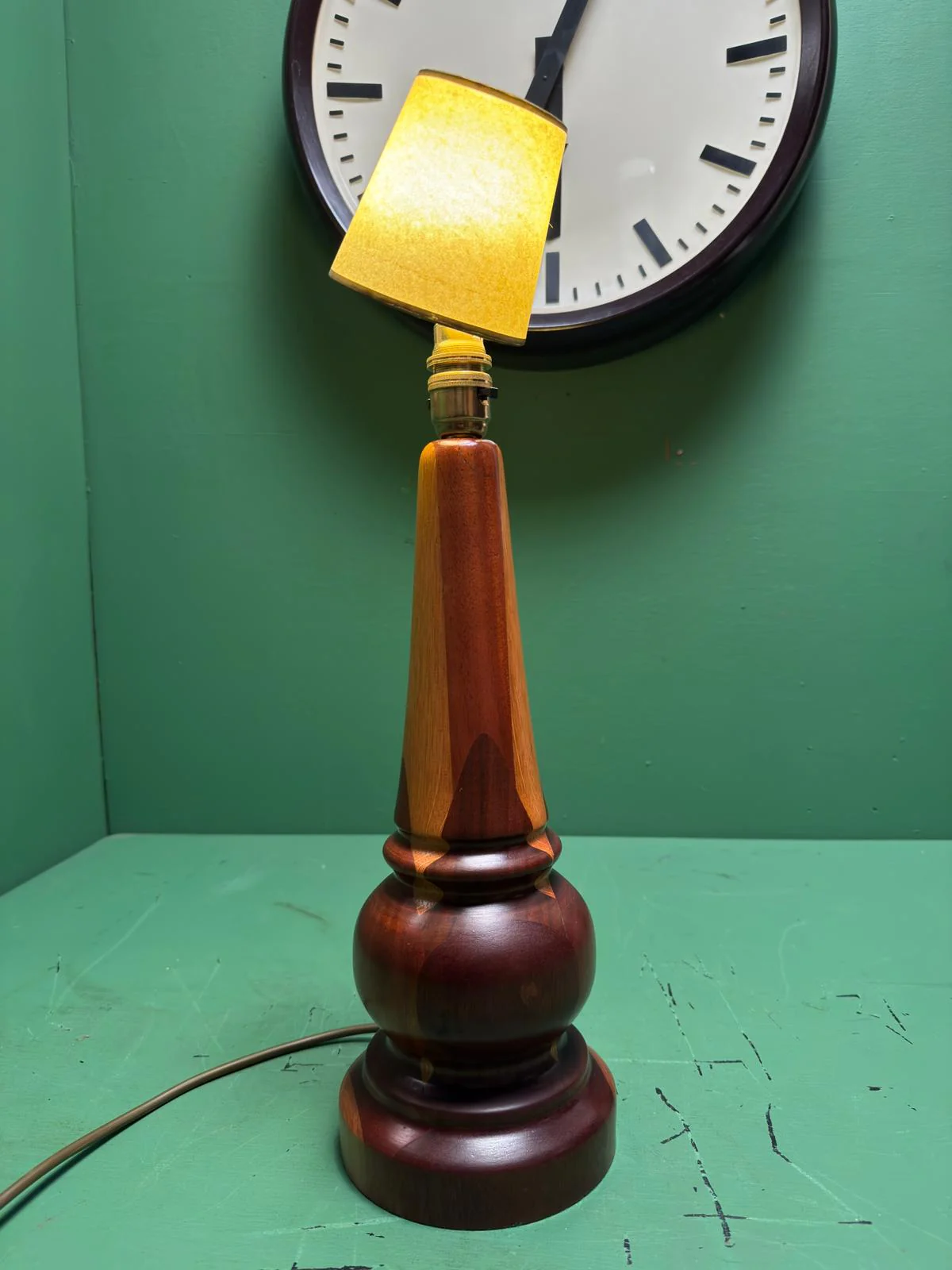 Mid Century 1960s Scandinavian Turned Teak Table Lamp - Image 9