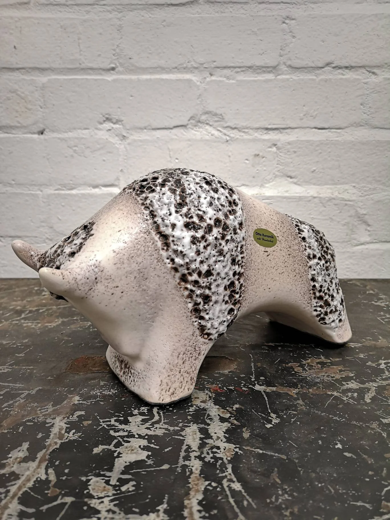 Otto Keramik Ceramic Bull West German Pottery Fat Lava - Image 2