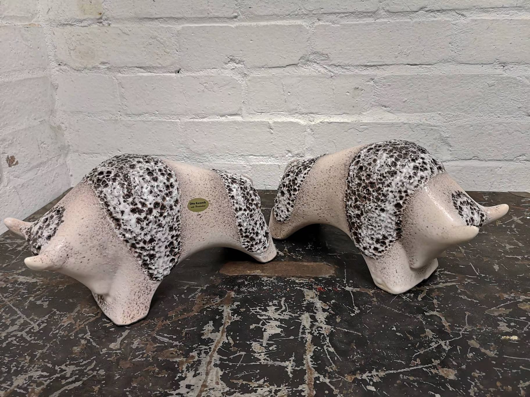 Otto Keramik Ceramic Bull West German Pottery Fat Lava - Image 9