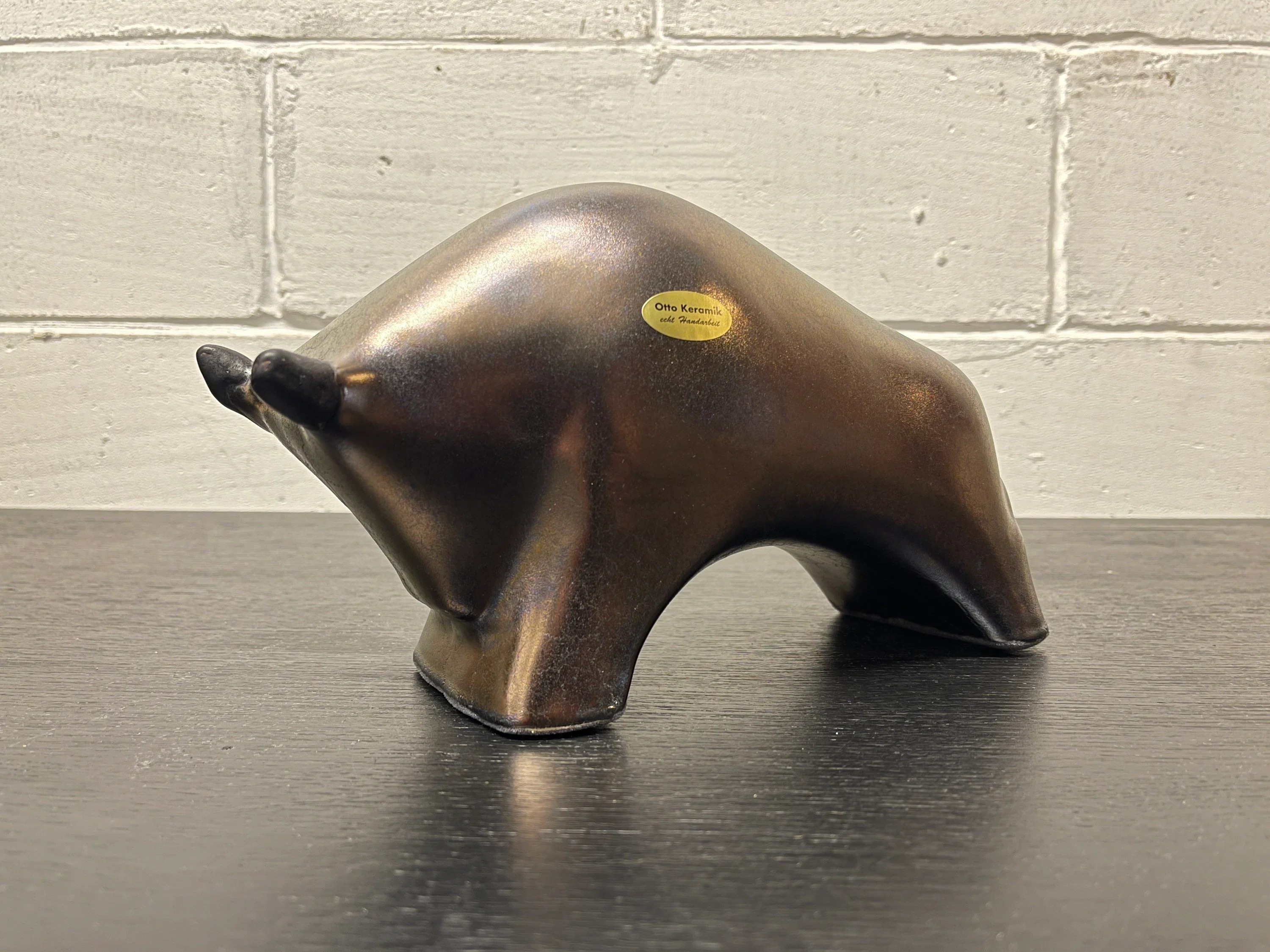 Otto Keramik Ceramic Bull West German Pottery Fat Lava - Image 3