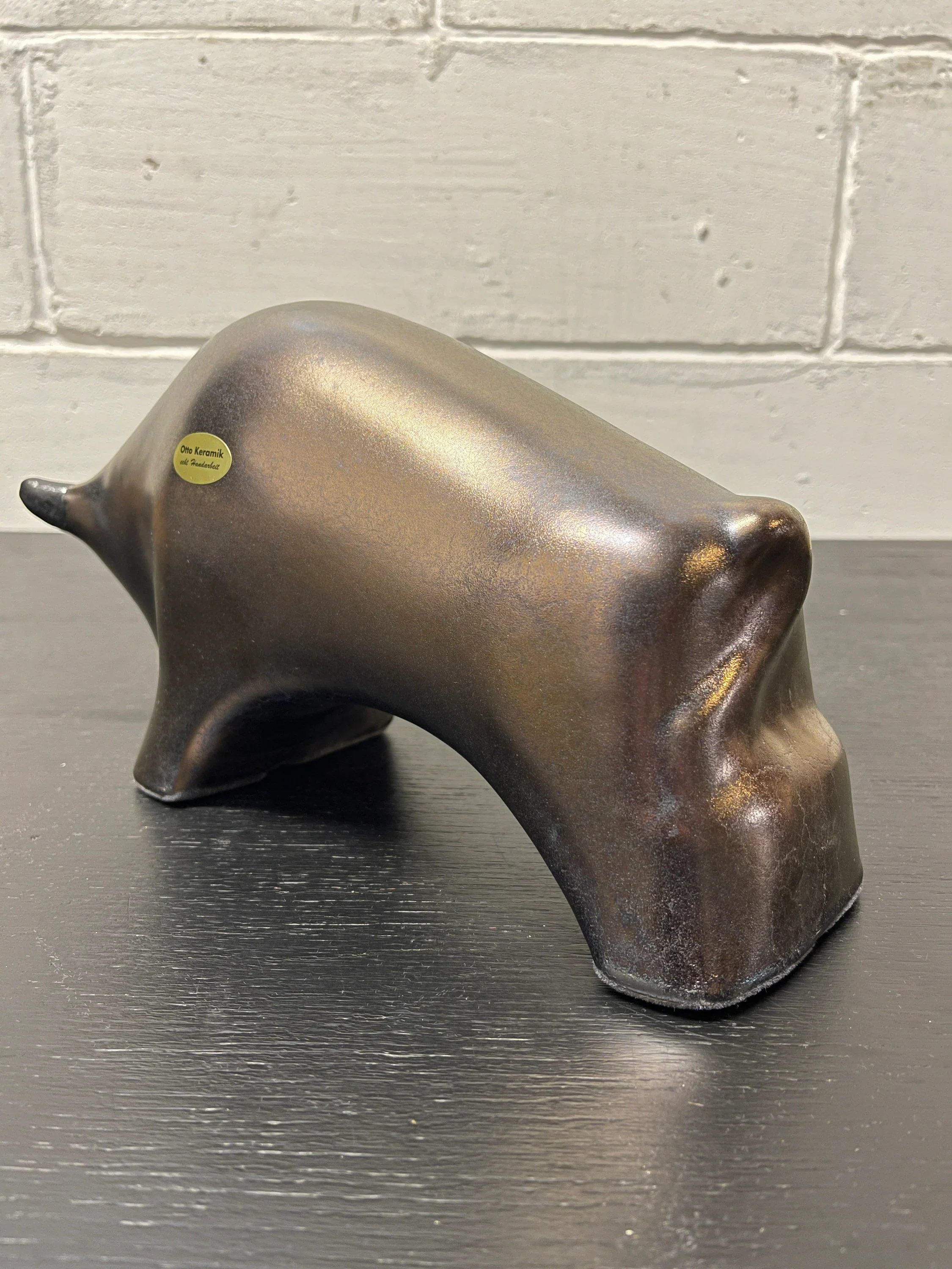 Otto Keramik Ceramic Bull West German Pottery Fat Lava - Image 9