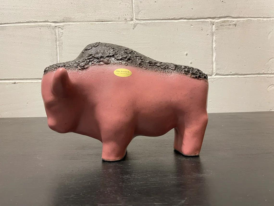 Otto Keramik Ceramic Bull West German Pottery Fat Lava - Image 3