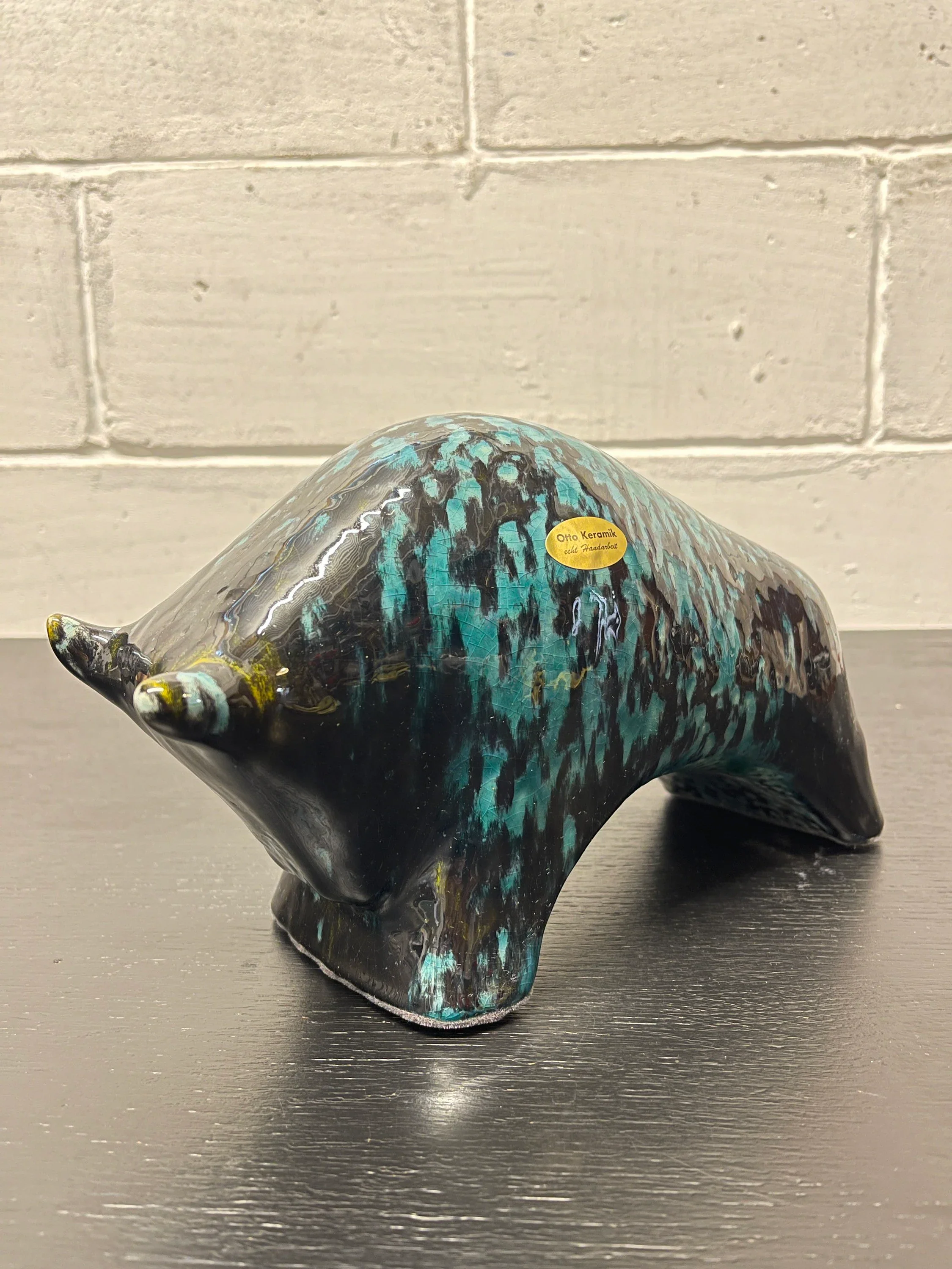 Otto Keramik Ceramic Bull West German Pottery Fat Lava - Image 2
