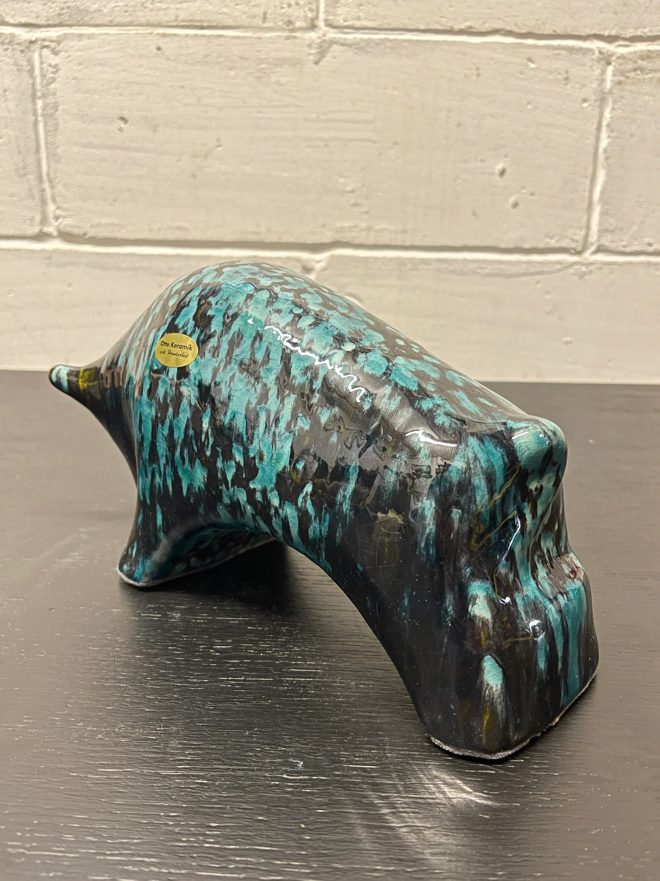 Otto Keramik Ceramic Bull West German Pottery Fat Lava - Image 9