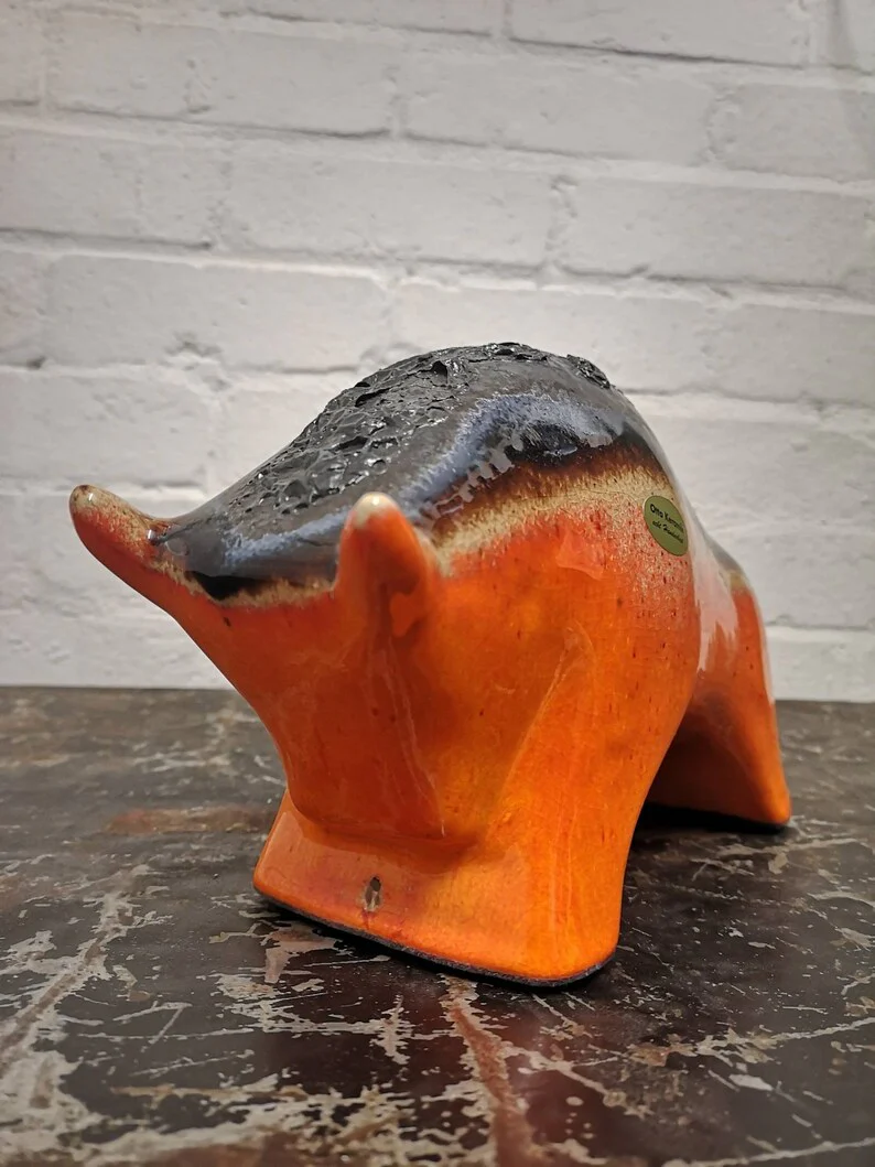 Otto Keramik Ceramic Bull West German Pottery Fat Lava - Image 3