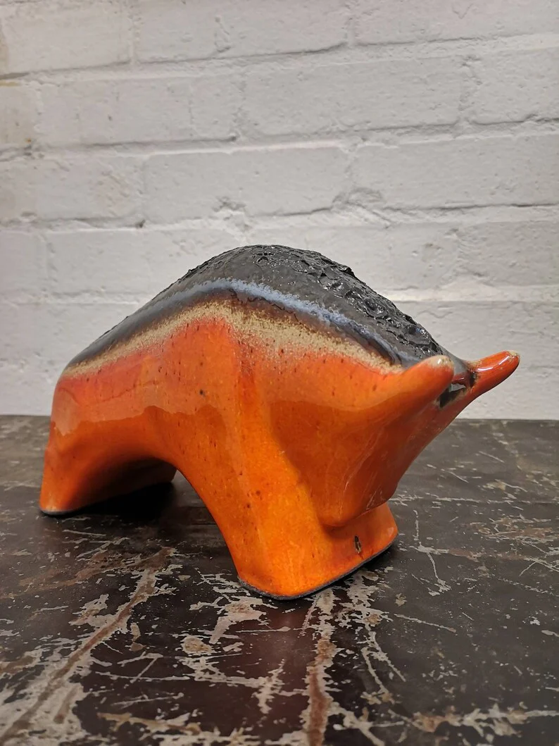 Otto Keramik Ceramic Bull West German Pottery Fat Lava - Image 6