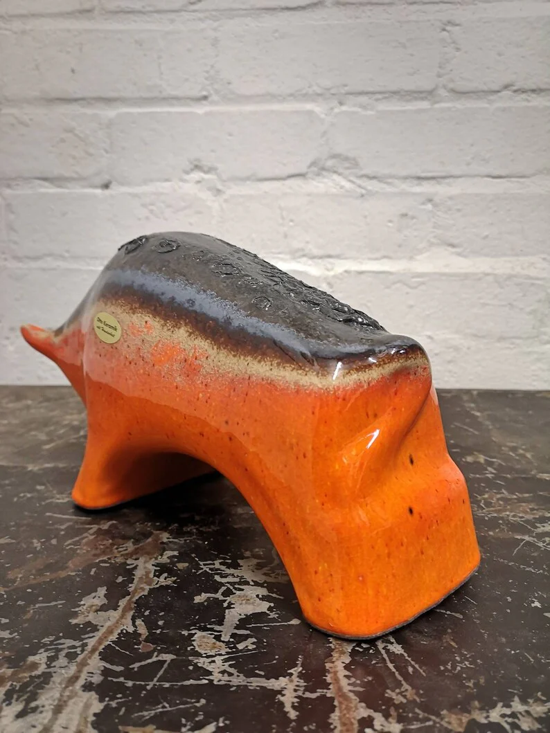 Otto Keramik Ceramic Bull West German Pottery Fat Lava - Image 8