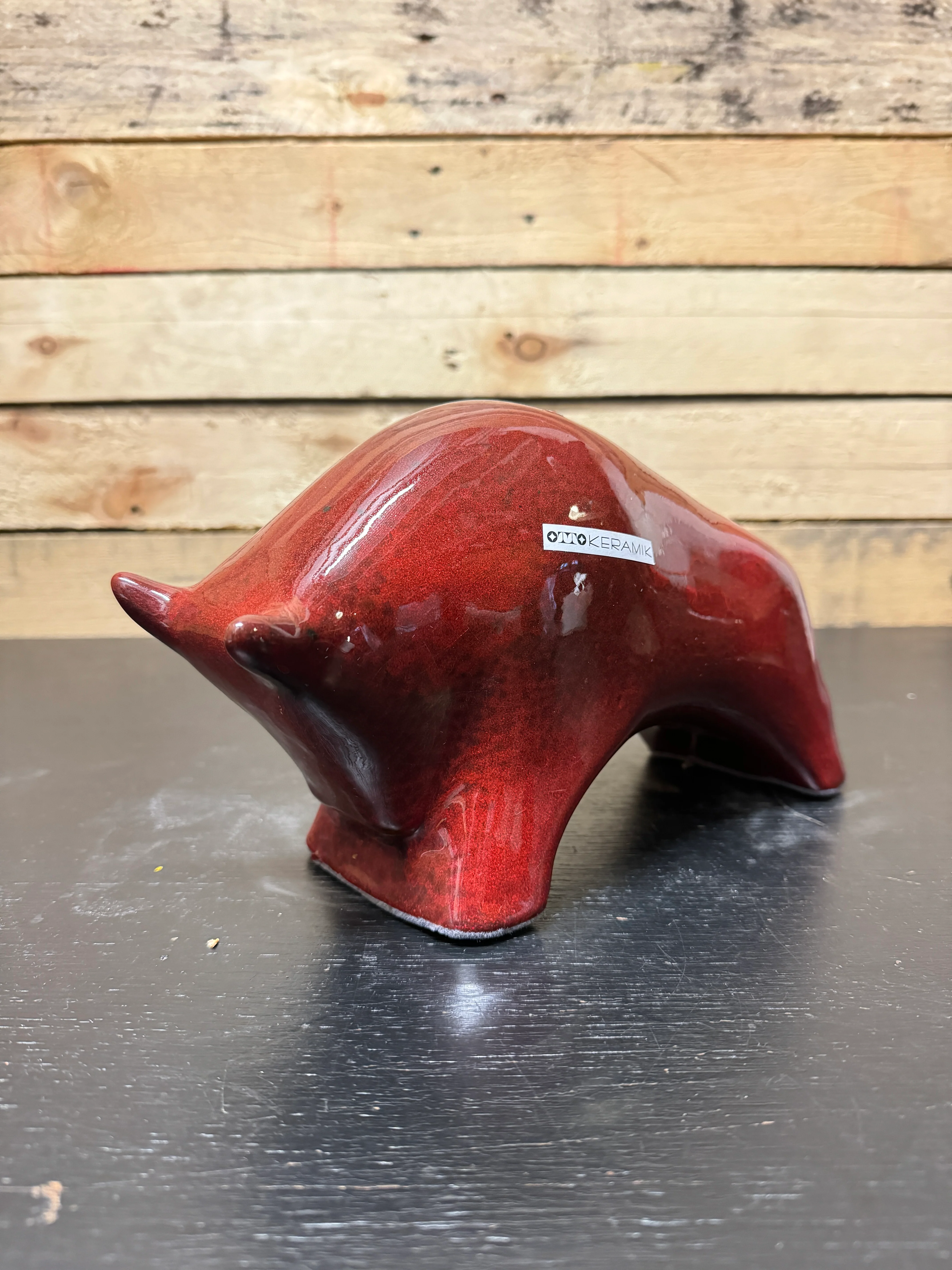 Otto Keramik Ceramic Bull West German Pottery Fat Lava - Image 2