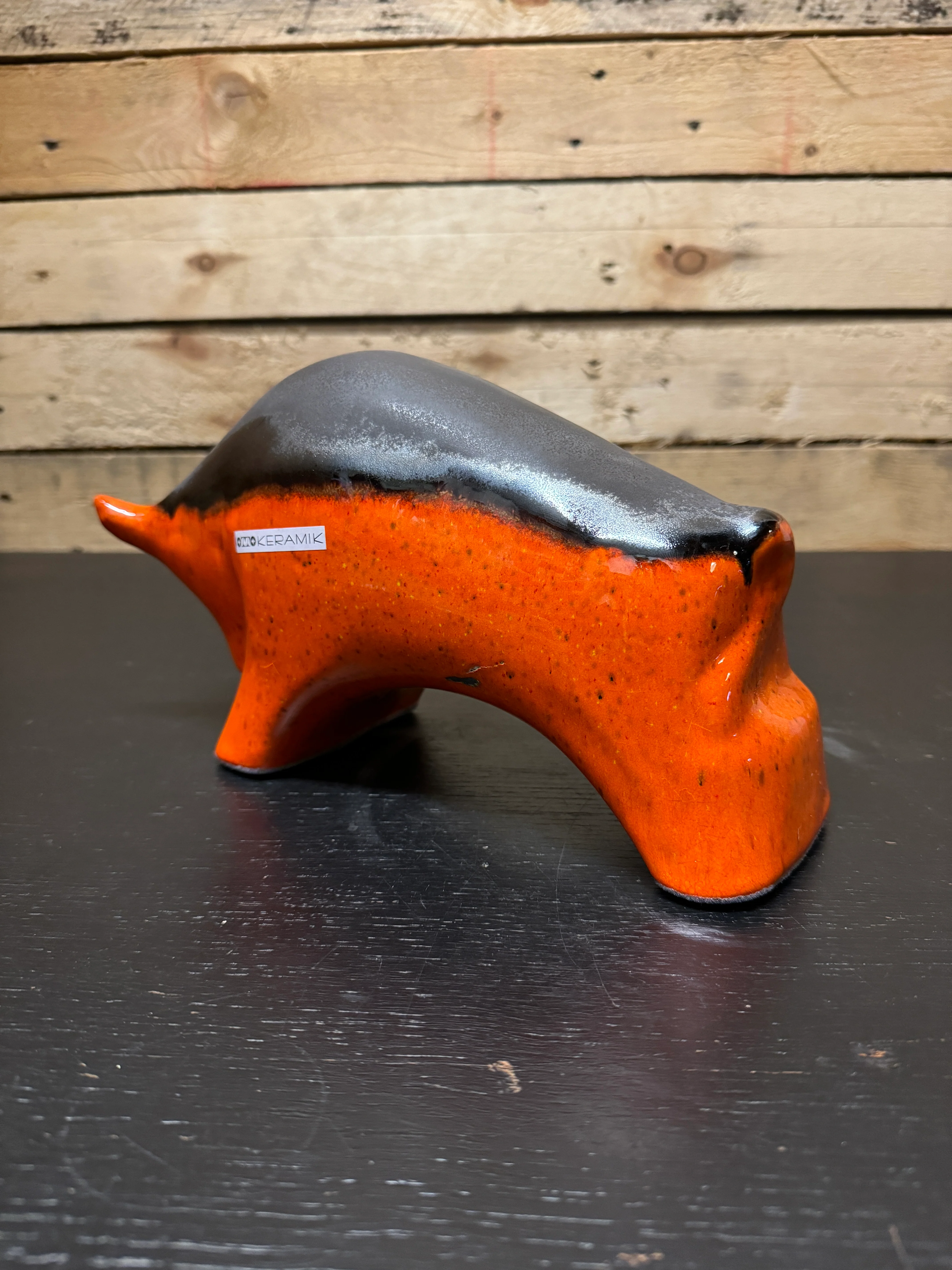 Otto Keramik Ceramic Bull West German Pottery Fat Lava - Image 9