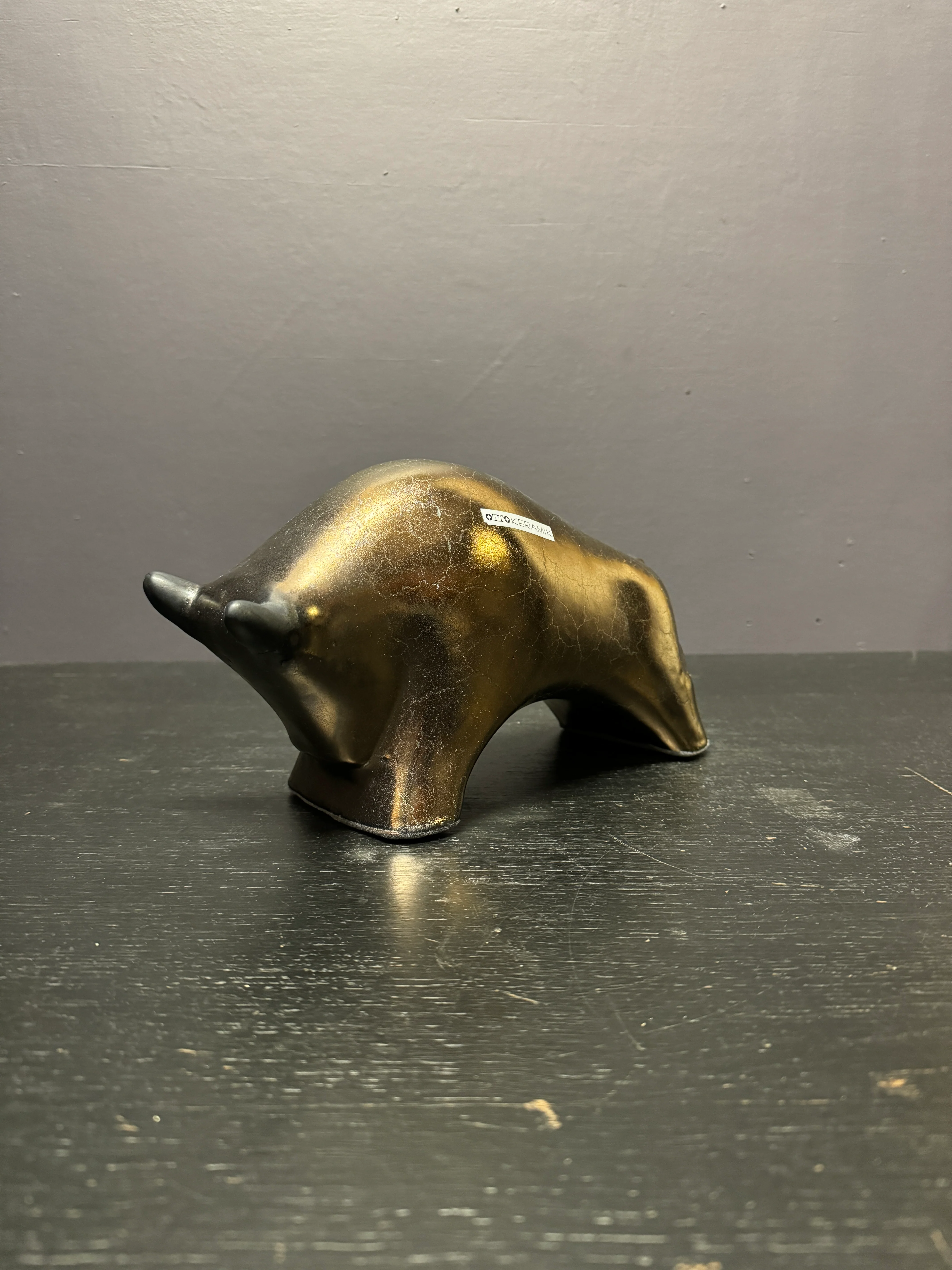 Otto Keramik Ceramic Bull West German Pottery Fat Lava - Image 2