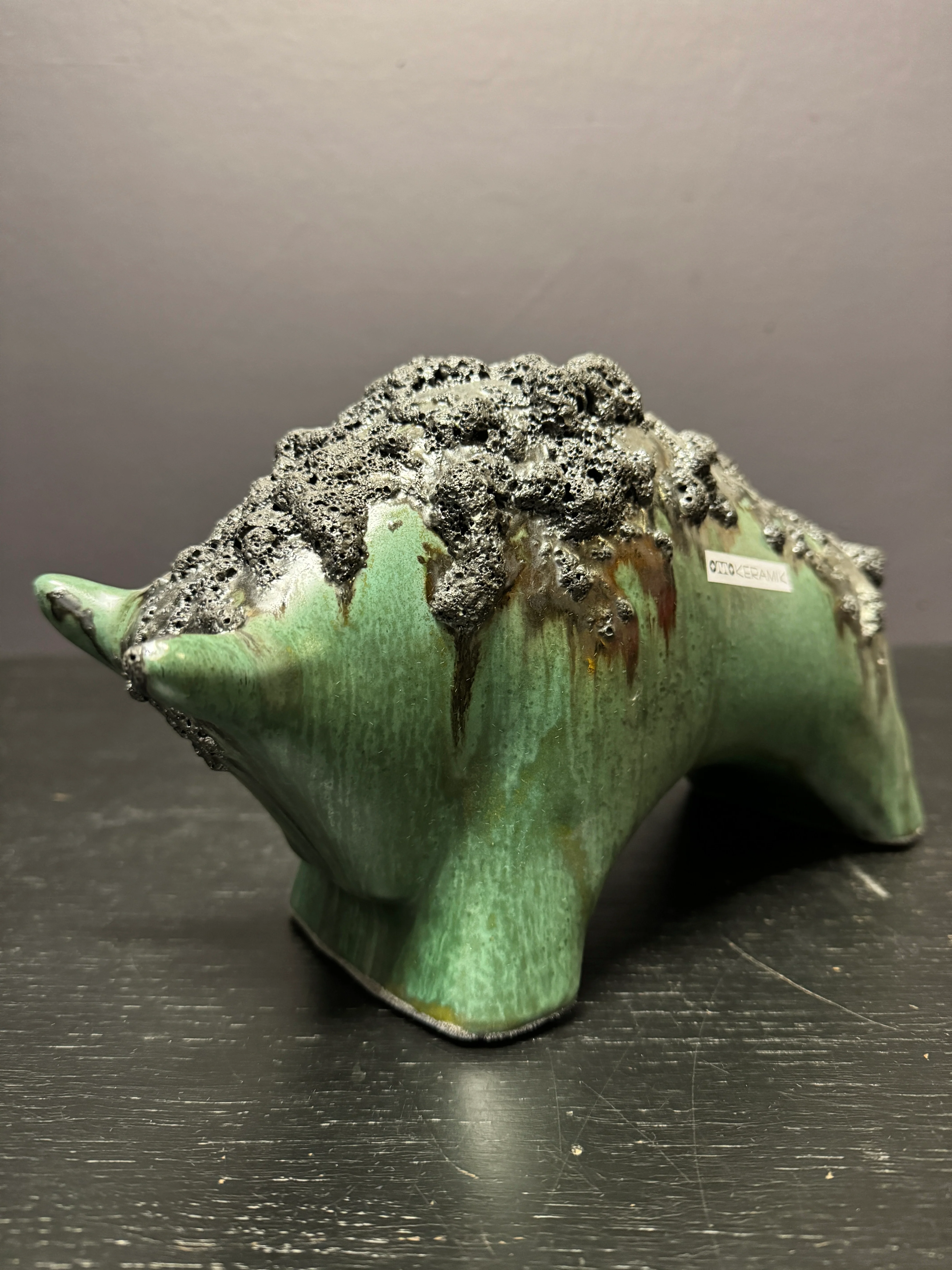 Otto Keramik Ceramic Bull West German Pottery Fat Lava - Image 3