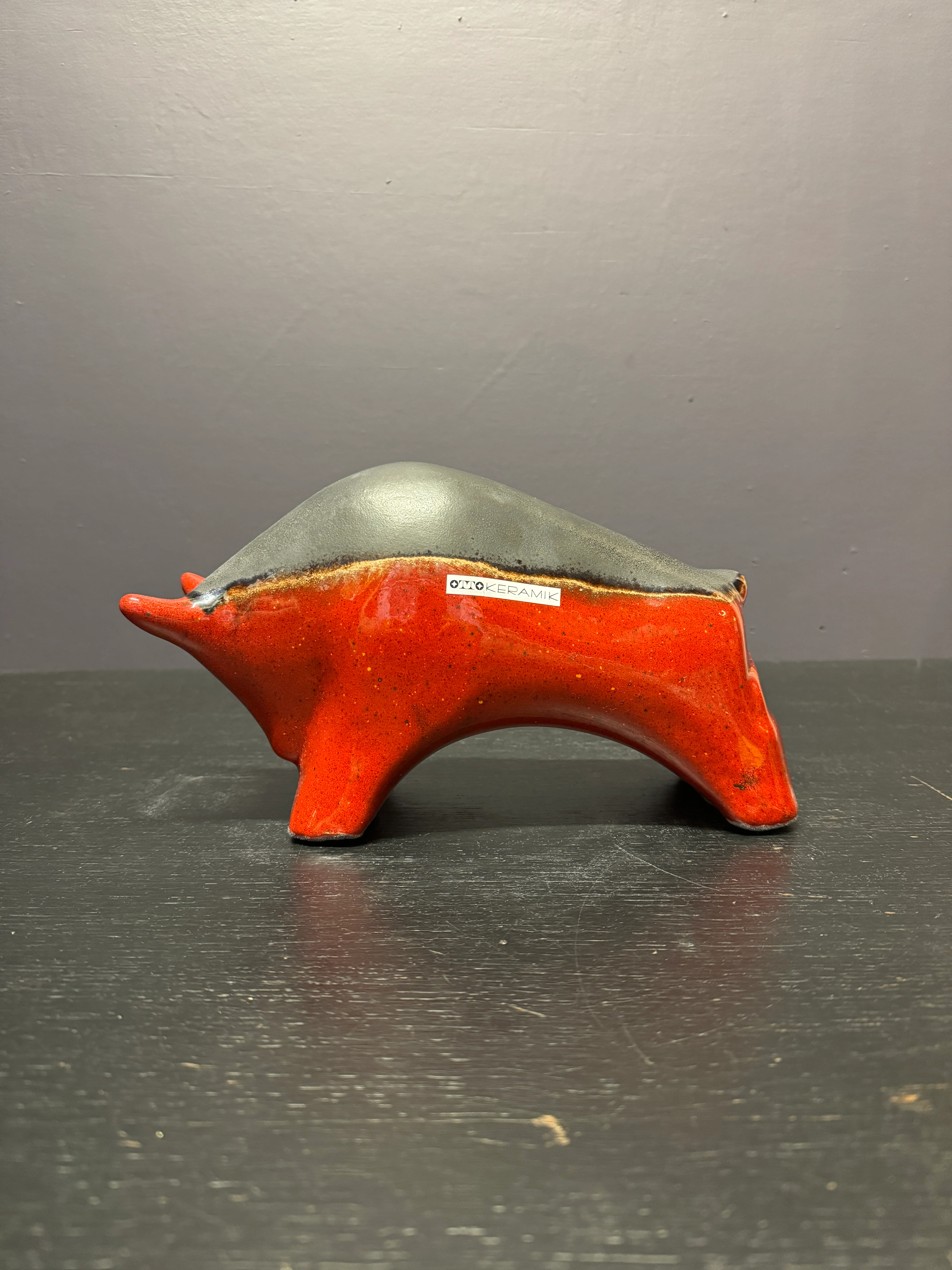 Otto Keramik Ceramic Bull West German Pottery Fat Lava
