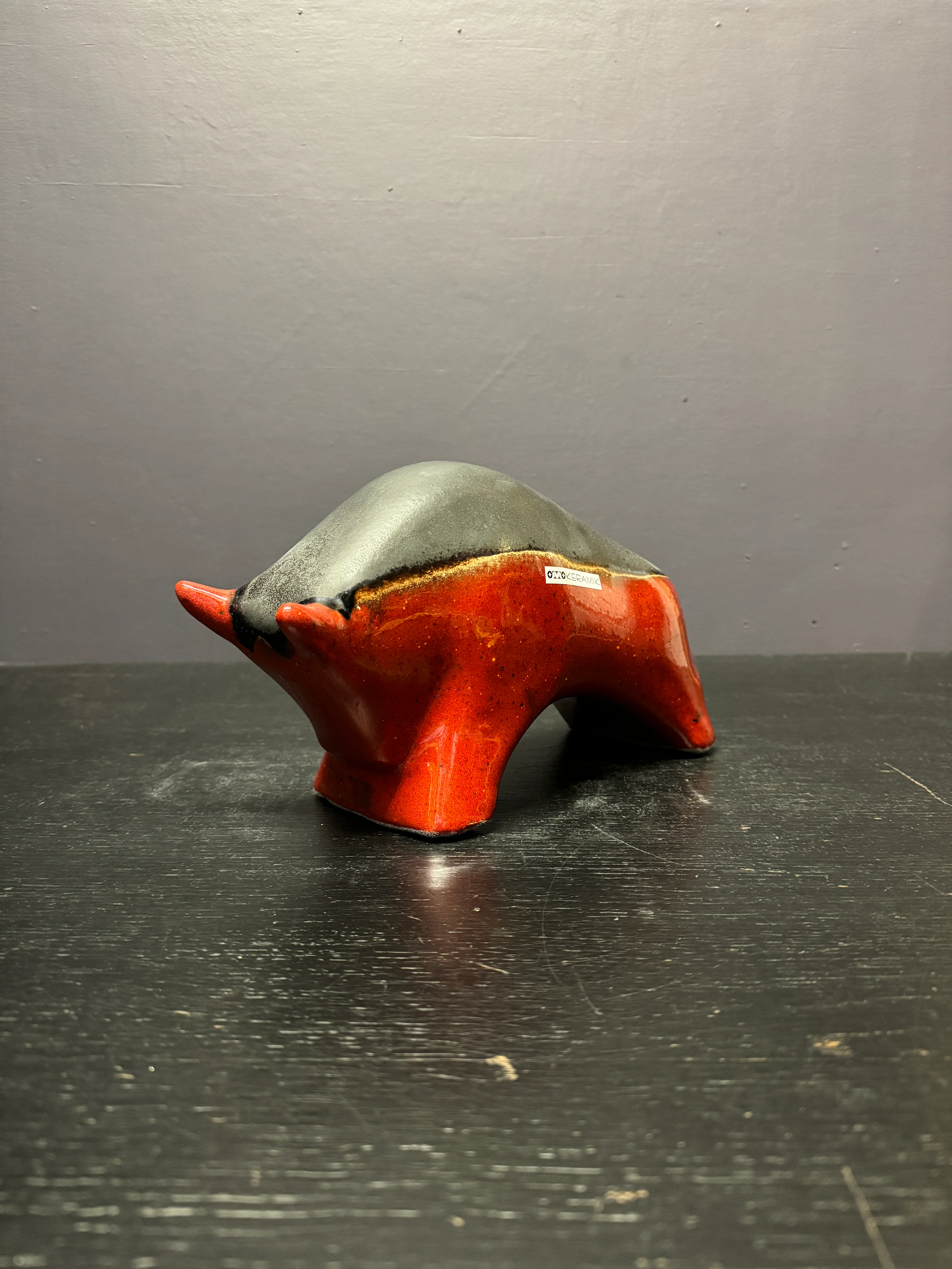 Otto Keramik Ceramic Bull West German Pottery Fat Lava - Image 2