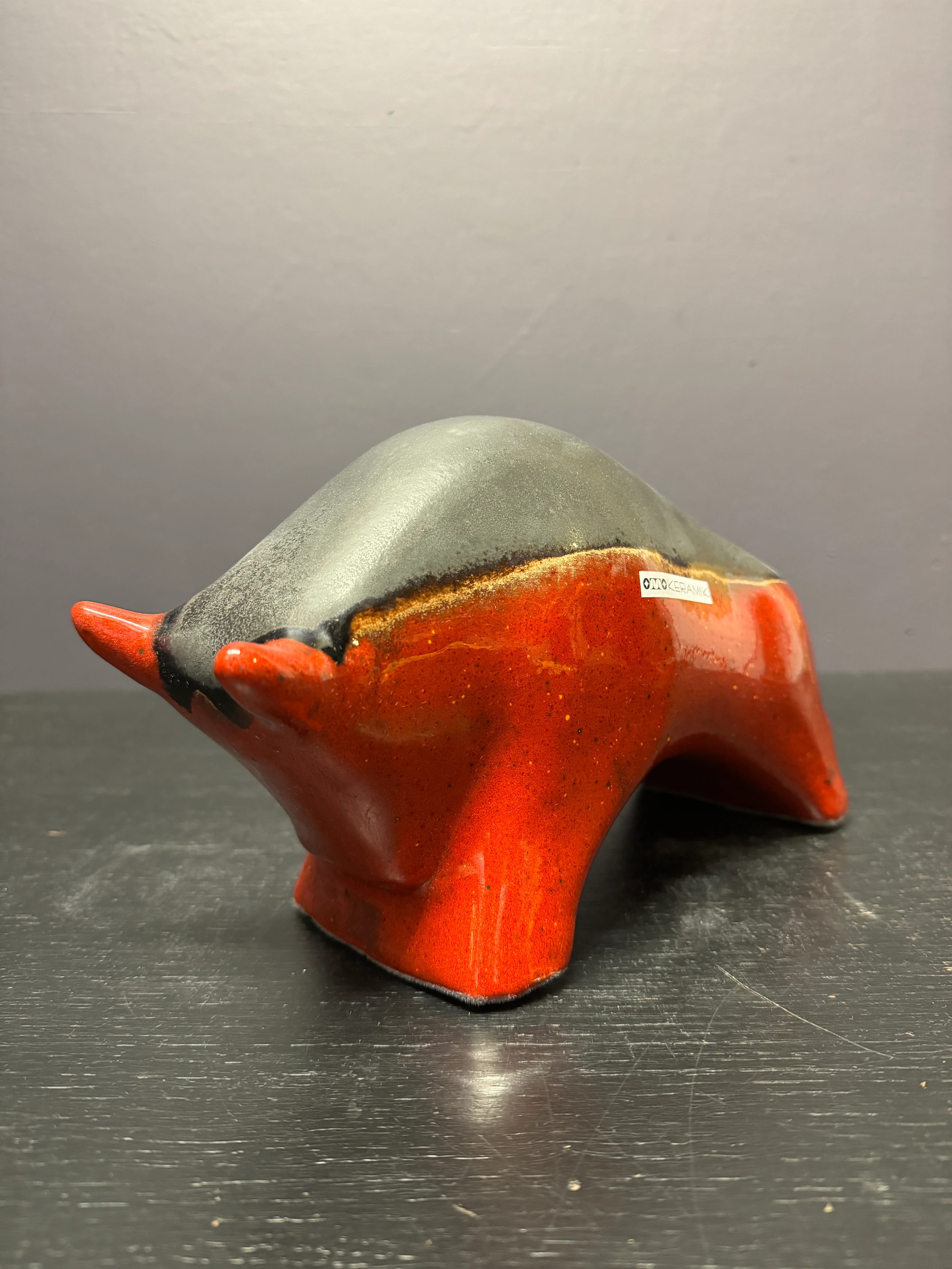 Otto Keramik Ceramic Bull West German Pottery Fat Lava - Image 3