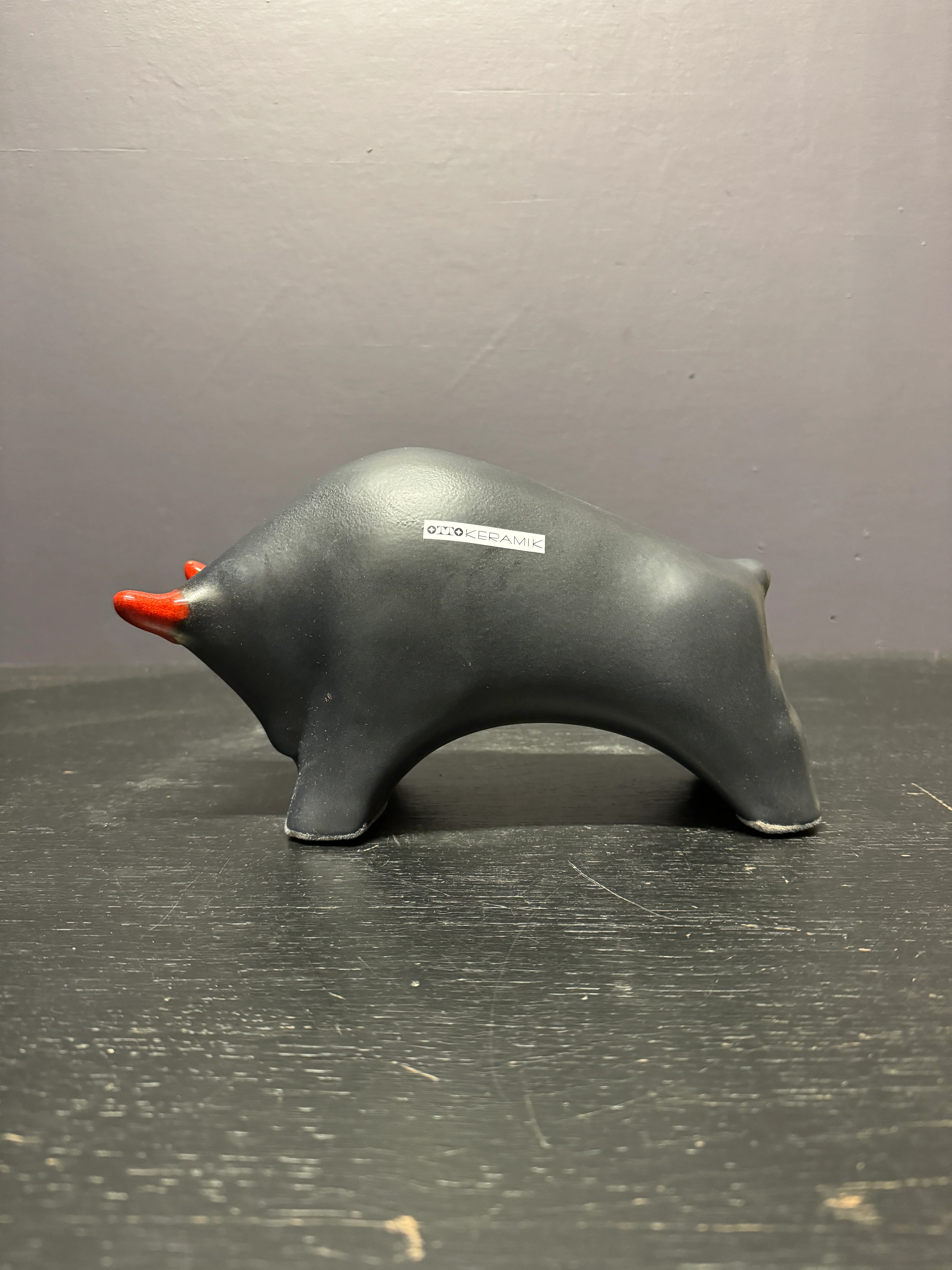 Otto Keramik Ceramic Bull West German Pottery Fat Lava