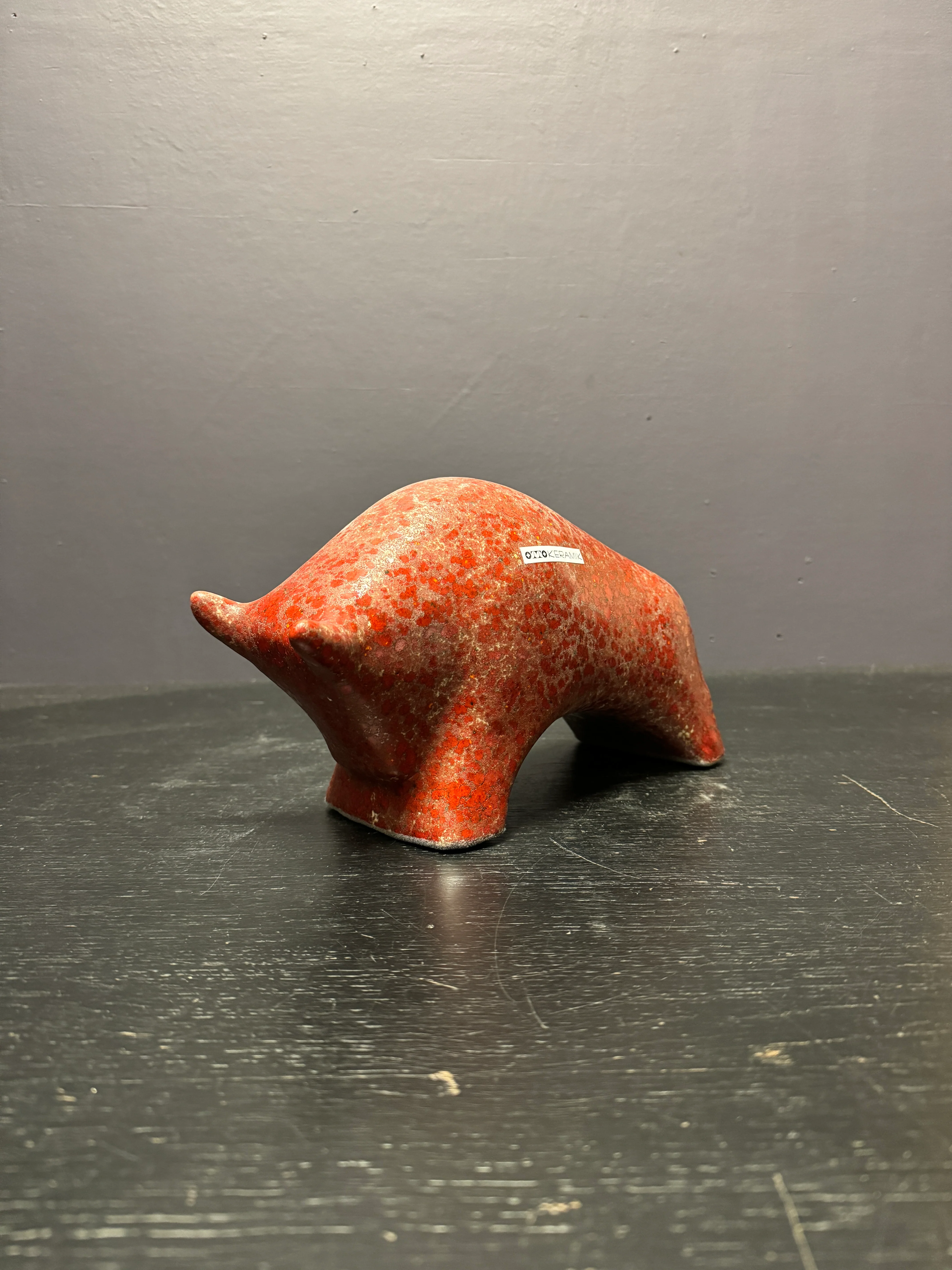 Otto Keramik Ceramic Bull West German Pottery Fat Lava - Image 2