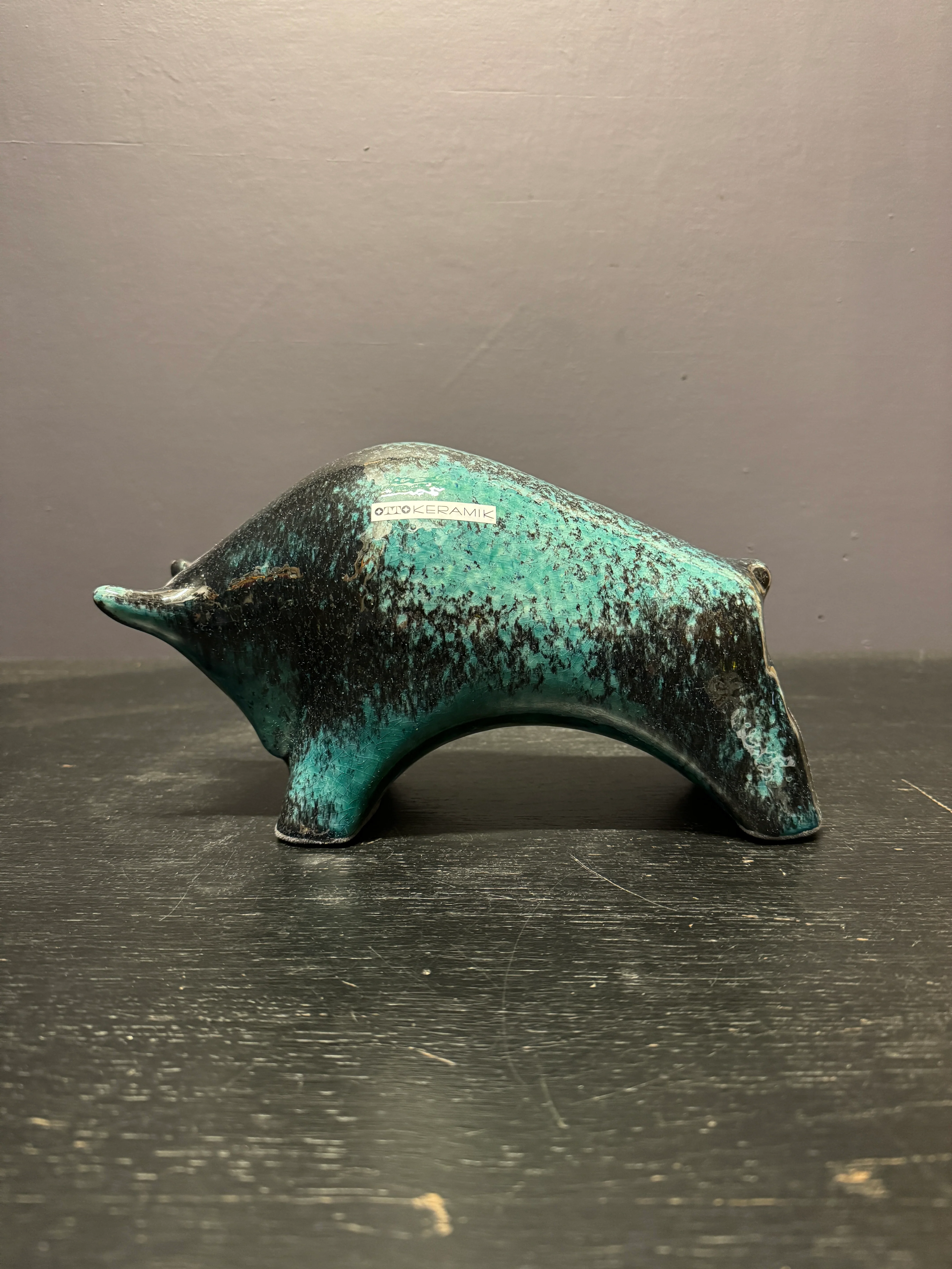 Otto Keramik Ceramic Bull West German Pottery Fat Lava