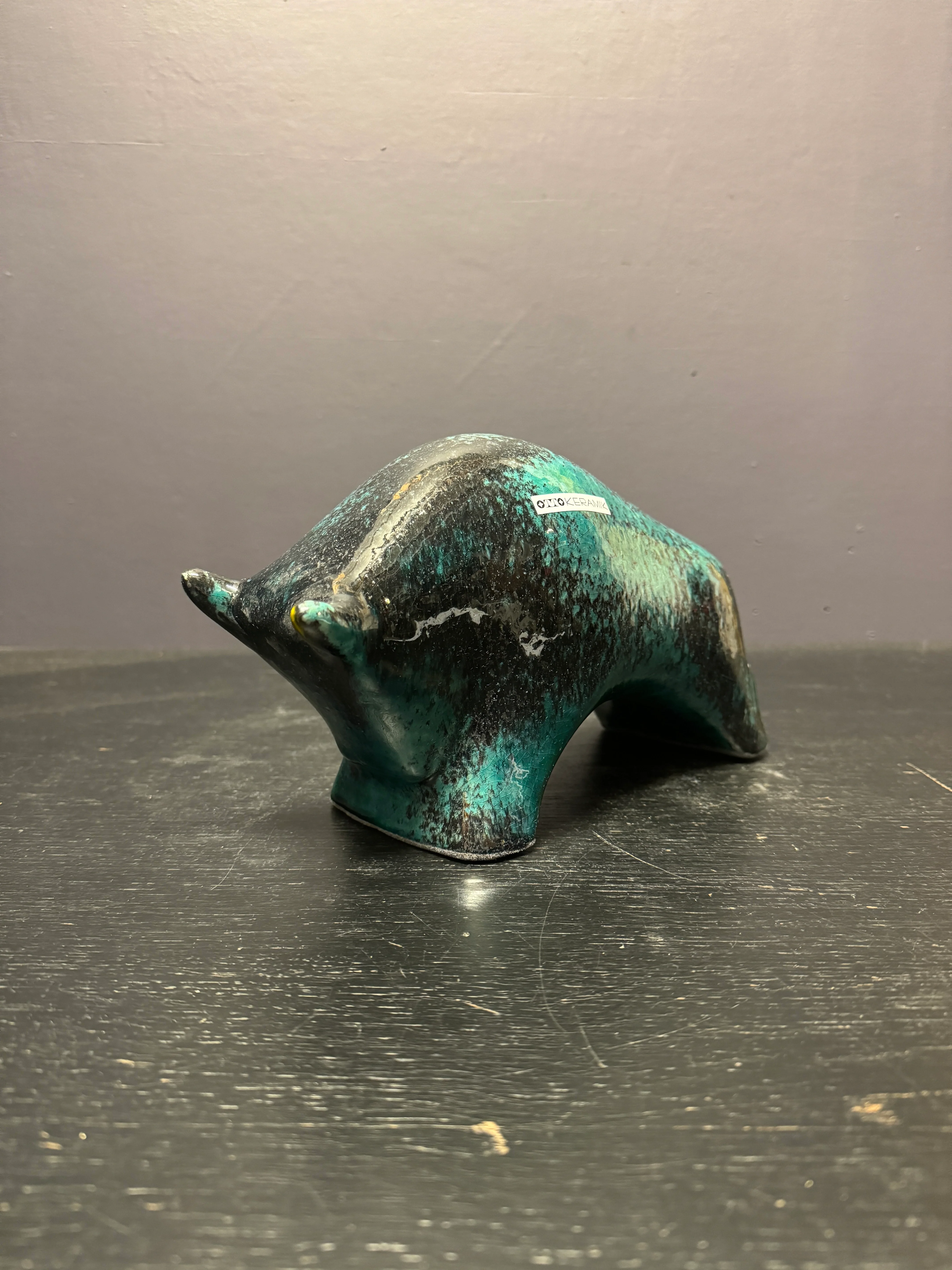 Otto Keramik Ceramic Bull West German Pottery Fat Lava - Image 2