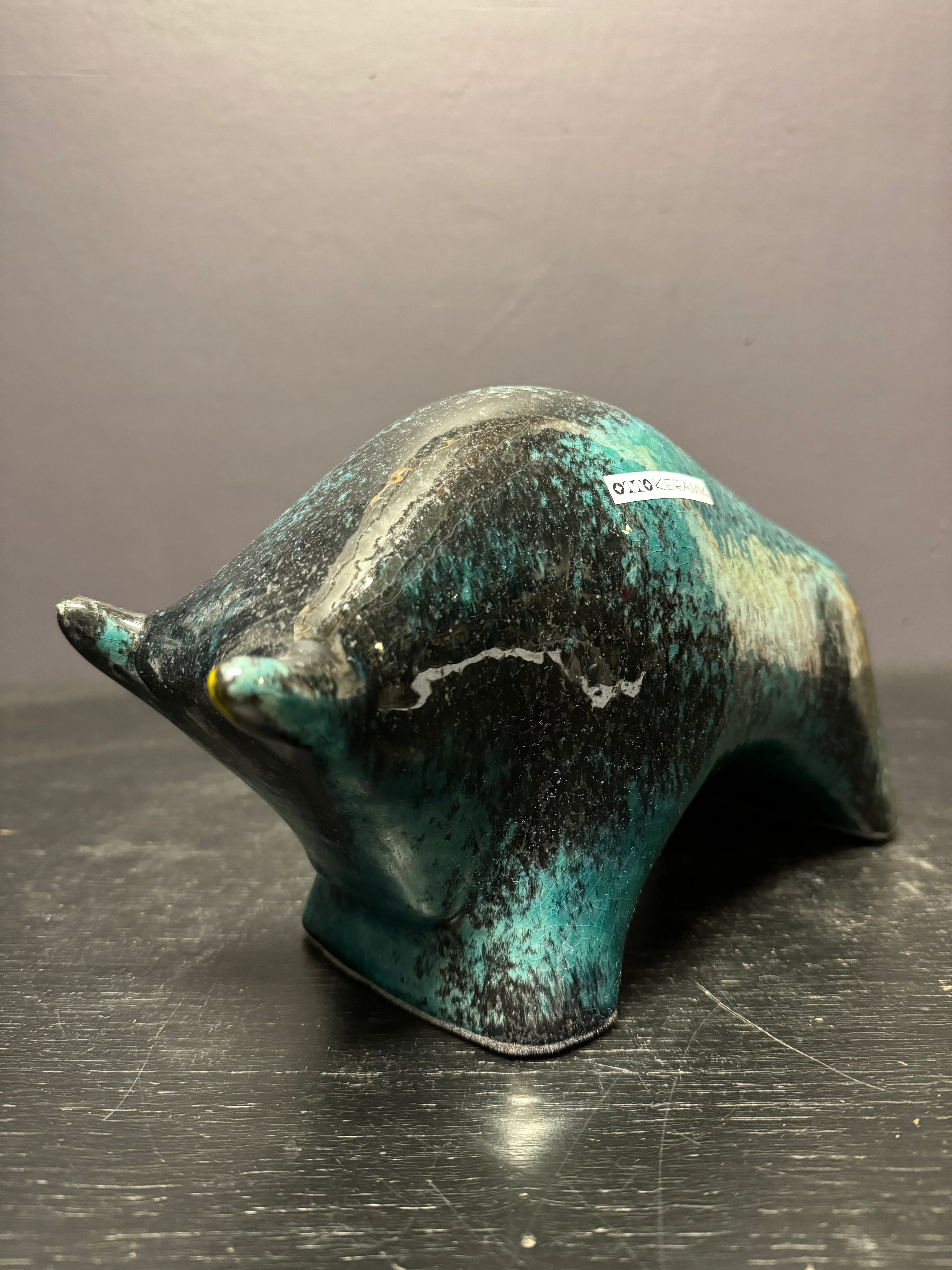 Otto Keramik Ceramic Bull West German Pottery Fat Lava - Image 3