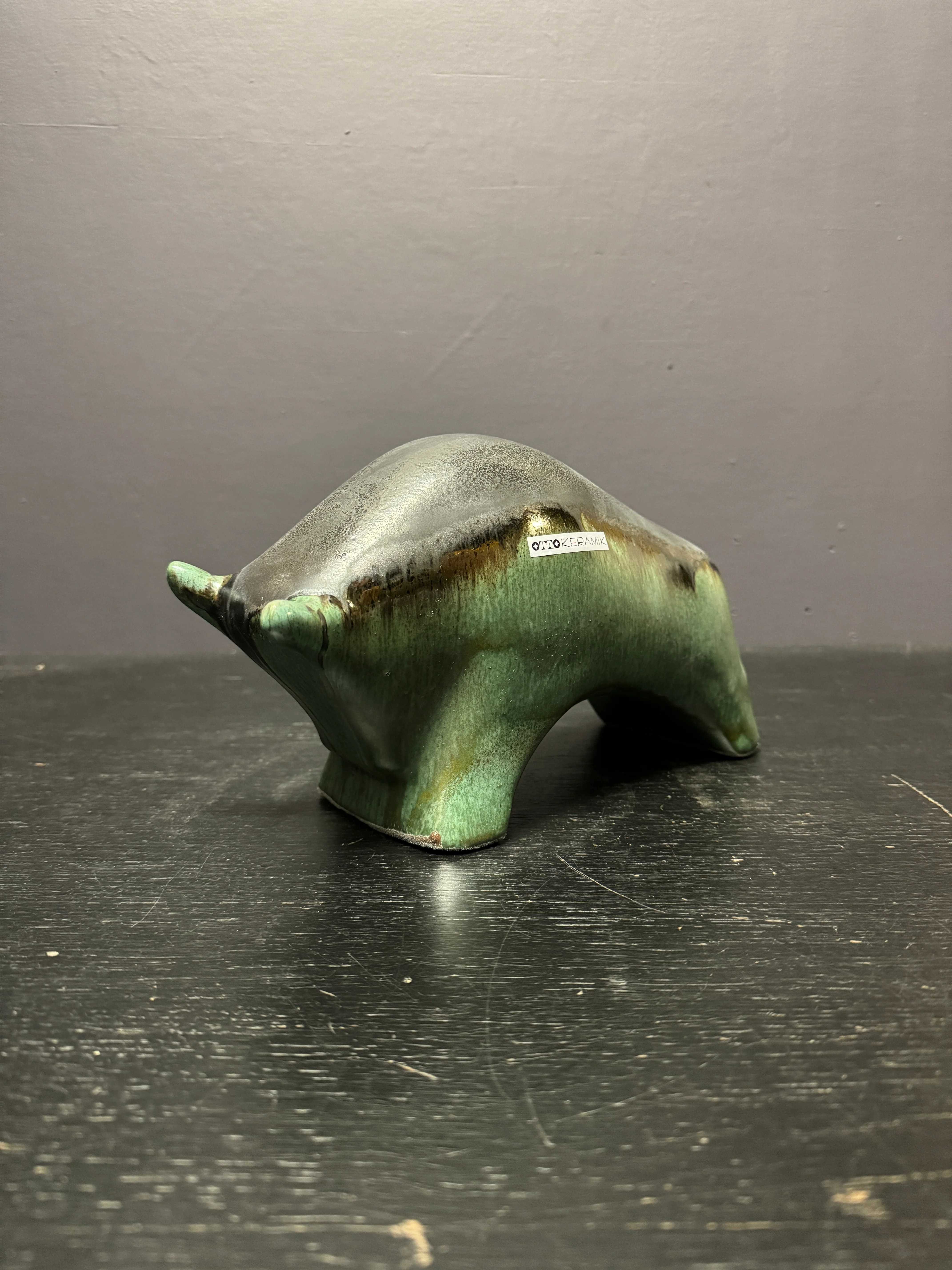 Otto Keramik Ceramic Bull West German Pottery Fat Lava - Image 2