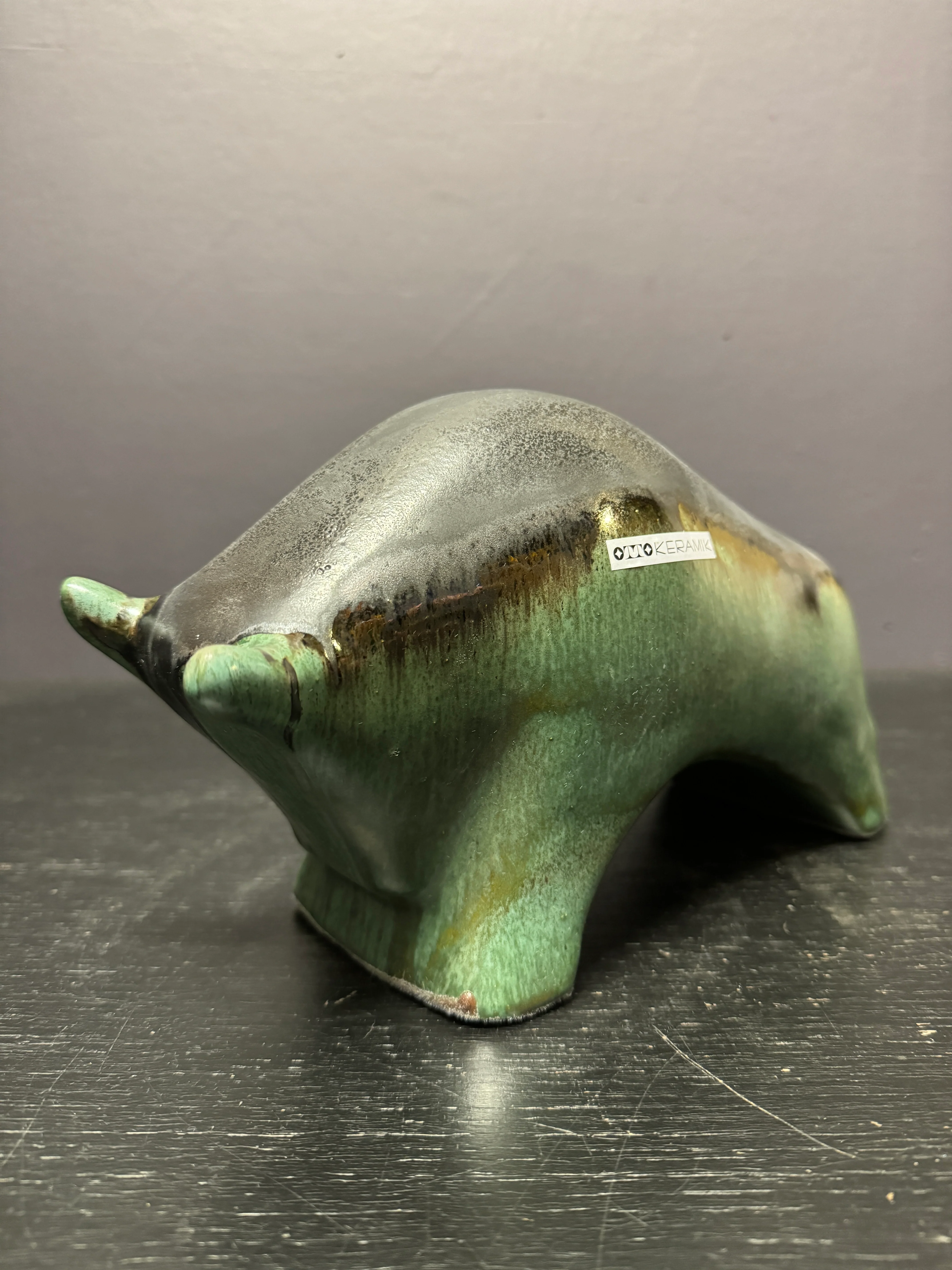 Otto Keramik Ceramic Bull West German Pottery Fat Lava - Image 3