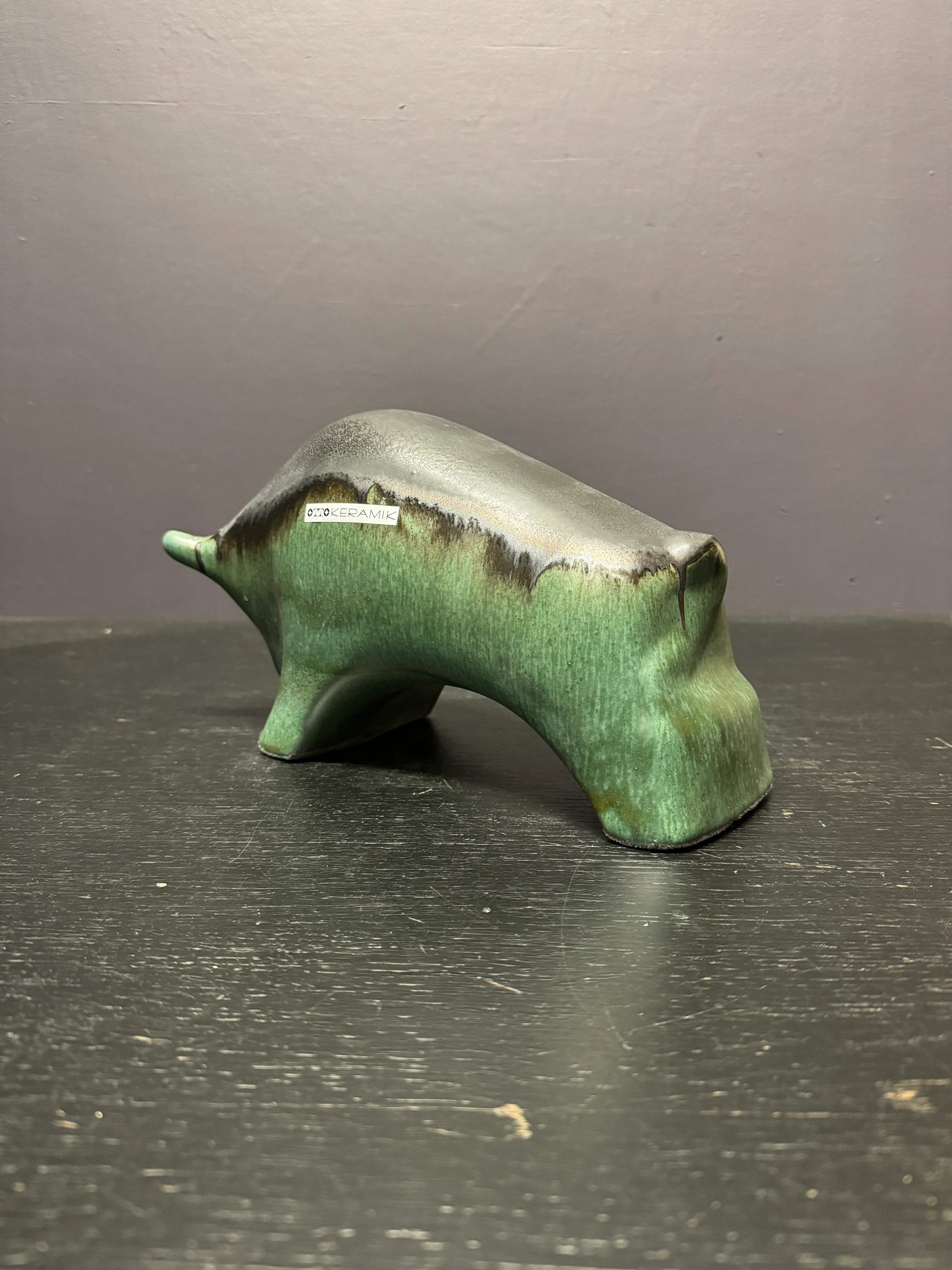 Otto Keramik Ceramic Bull West German Pottery Fat Lava - Image 9