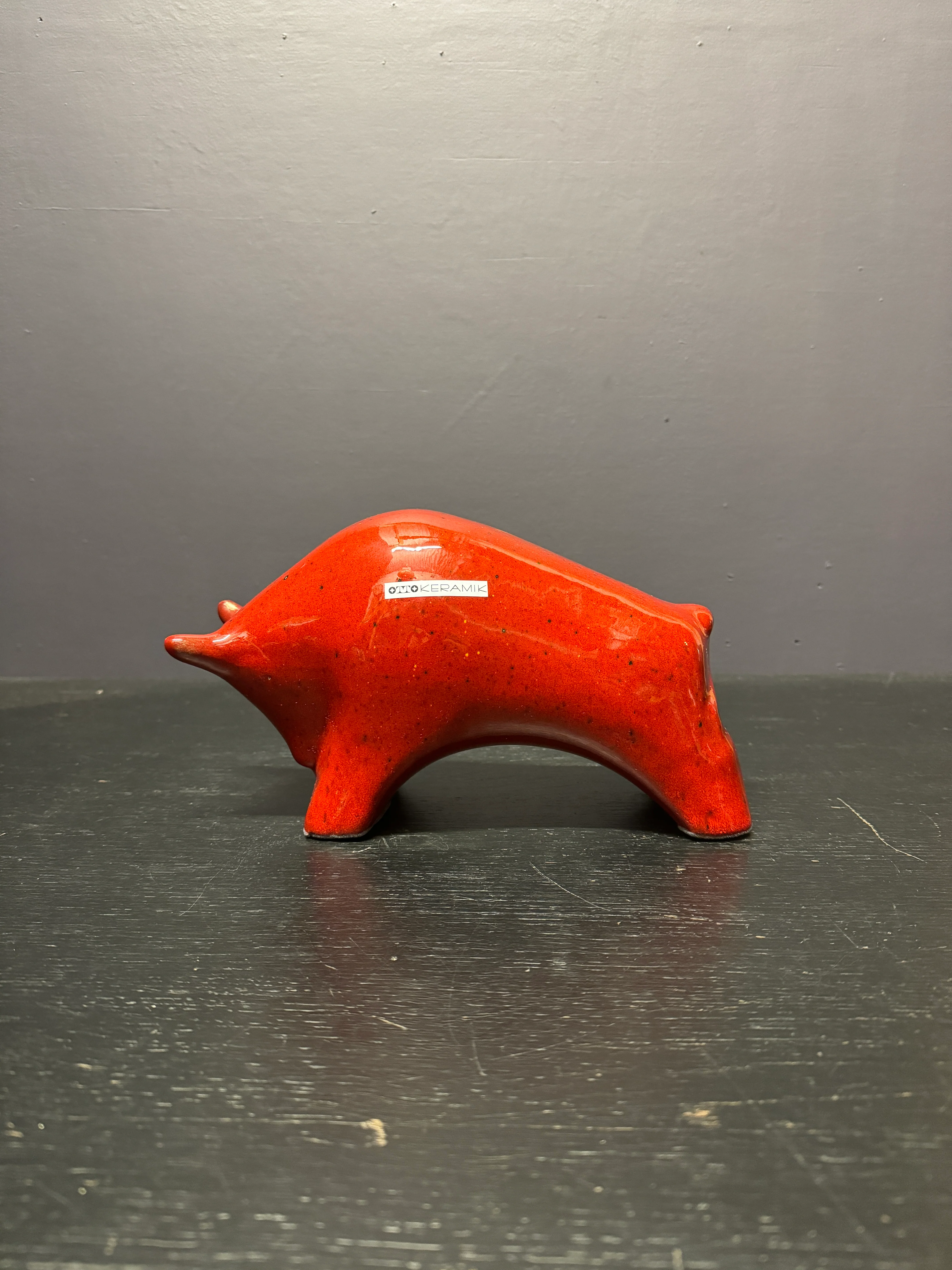Otto Keramik Ceramic Bull West German Pottery Fat Lava