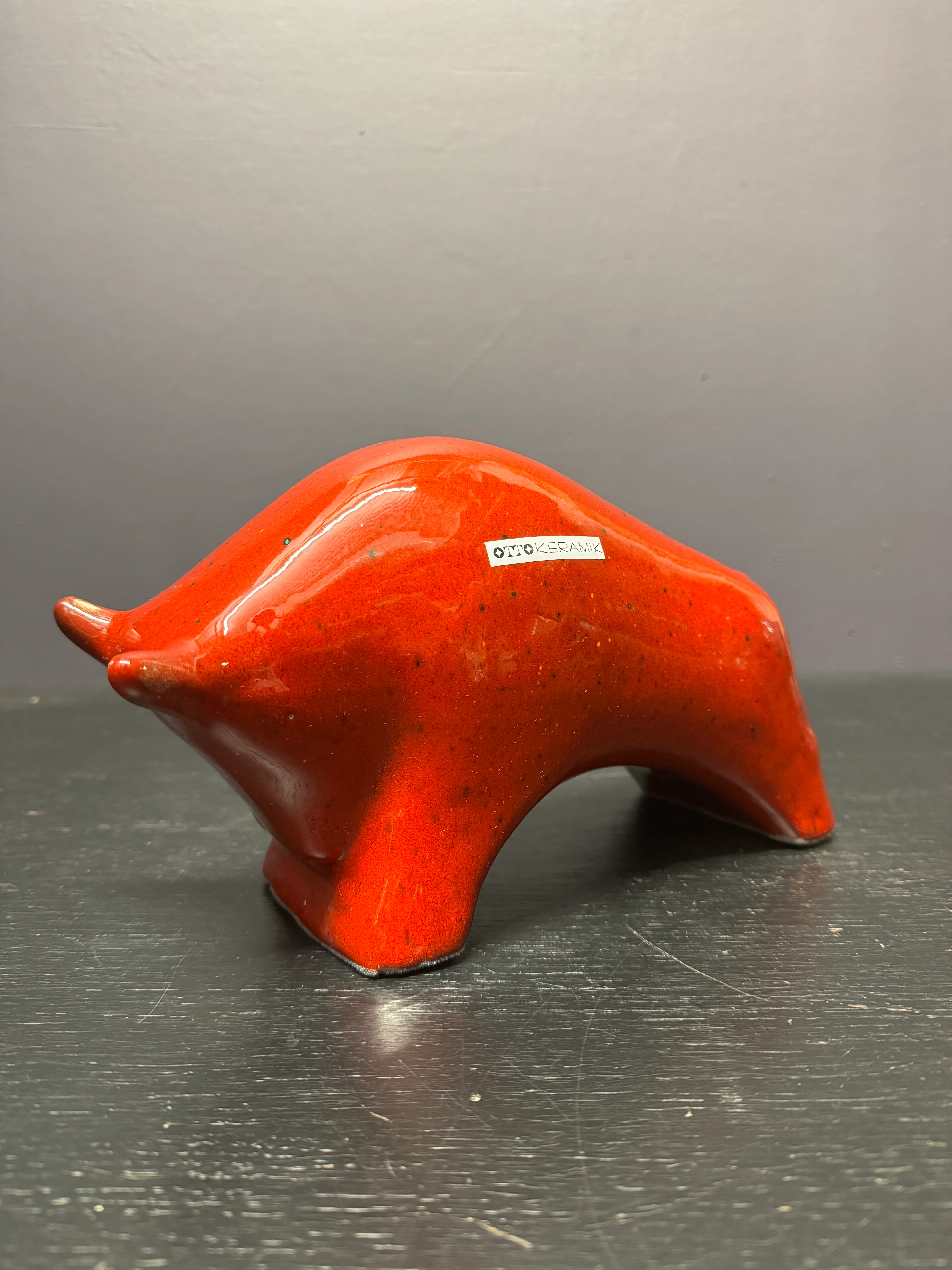 Otto Keramik Ceramic Bull West German Pottery Fat Lava - Image 3